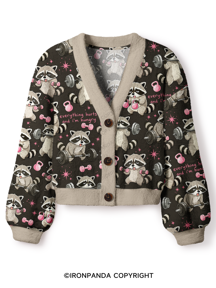Everything Hurts And I‘m Hungry Crop Ugly Cardigan Sweater