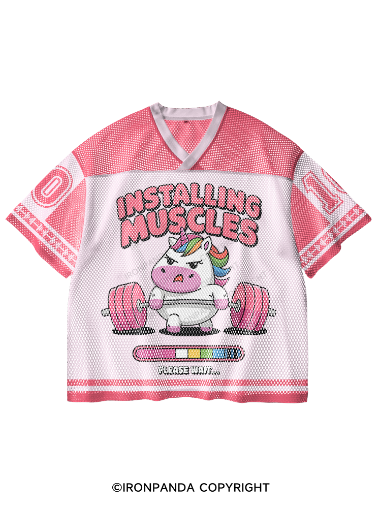 INSTALLING MUSCLES PLEASE WAIT…. V-Neck Open Hole Mesh Top