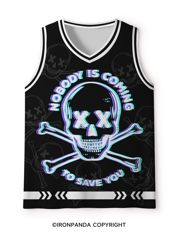 Nobody Is Coming To Save You Skull Mesh Tank Top