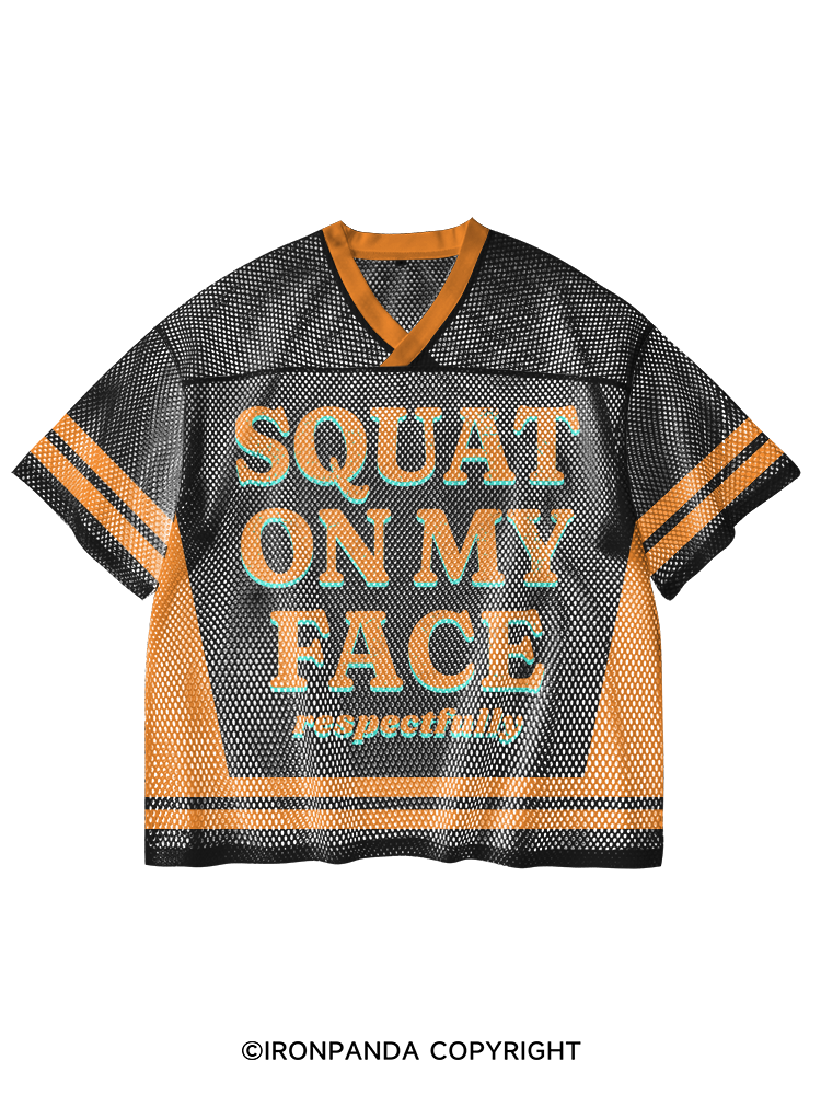 squat on my face respectfully V-Neck Open Hole Mesh Top