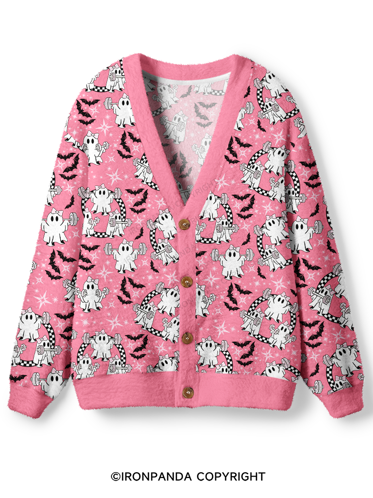 GHOST LIFTING SQUAD Ugly Cardigan Sweater