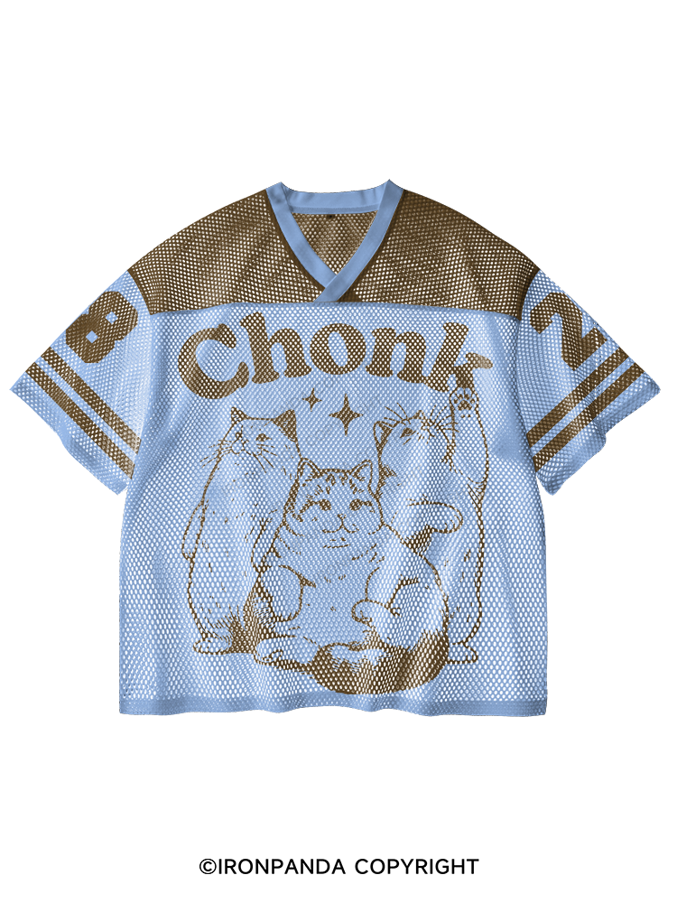 chonk cats V-Neck Open Hole Mesh Top