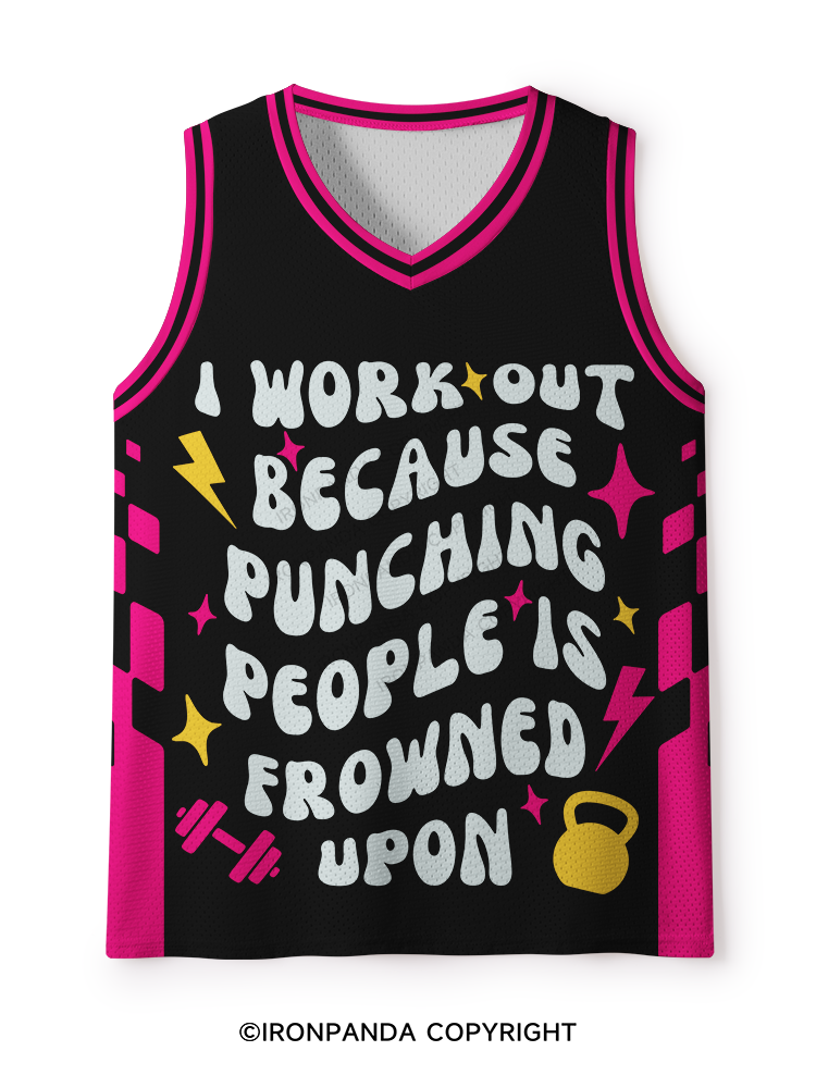 I Workout Because Punching People Is Frowned Upon Mesh Tank Top
