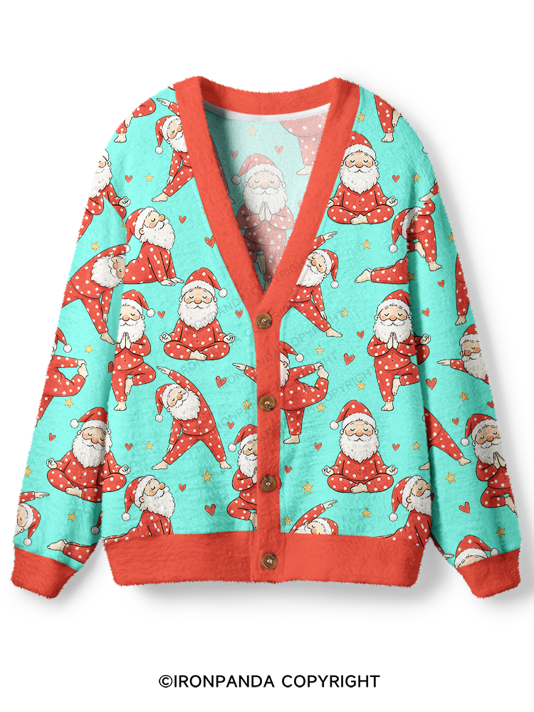 Funny Santa Yoga Ugly Cardigan Sweater