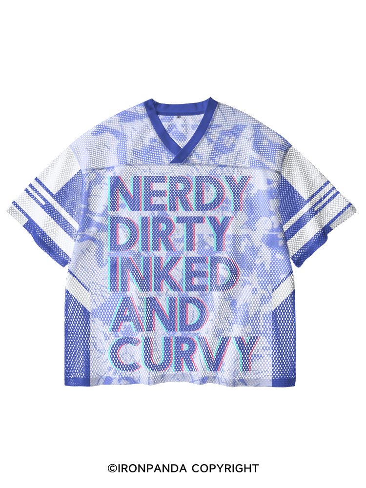 NERDY, DIRTY, INKED AND CURVY V-Neck Open Hole Mesh Top