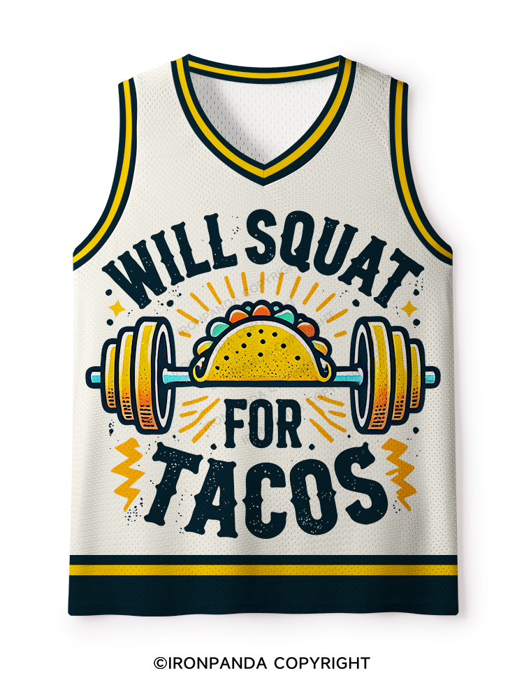 WILL SQUAT FOR TACOS Mesh Tank Top