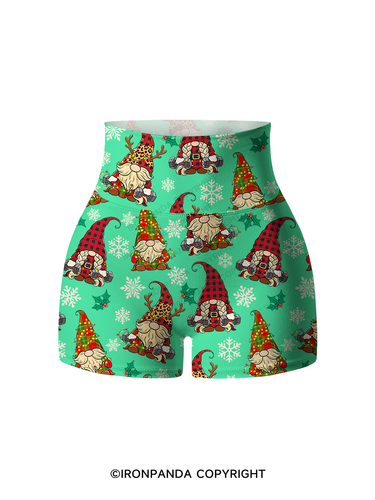 Fitness Christmas Elf Printed Yoga Shorts
