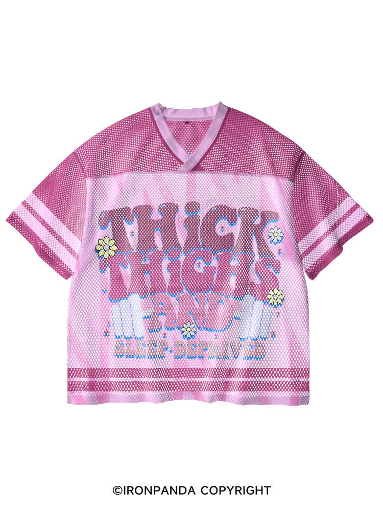 Thick Thighs And Sleep Deprived V-Neck Open Hole Mesh Top
