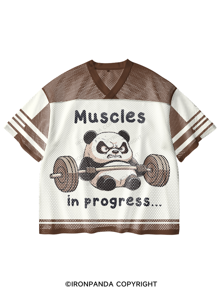 muscles in progress panda V-Neck Open Hole Mesh Top