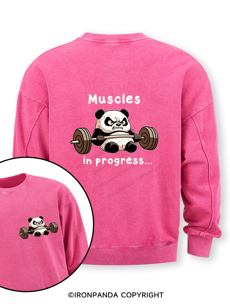 muscles in progress Double-Sided Printed Washed Sweatshirt