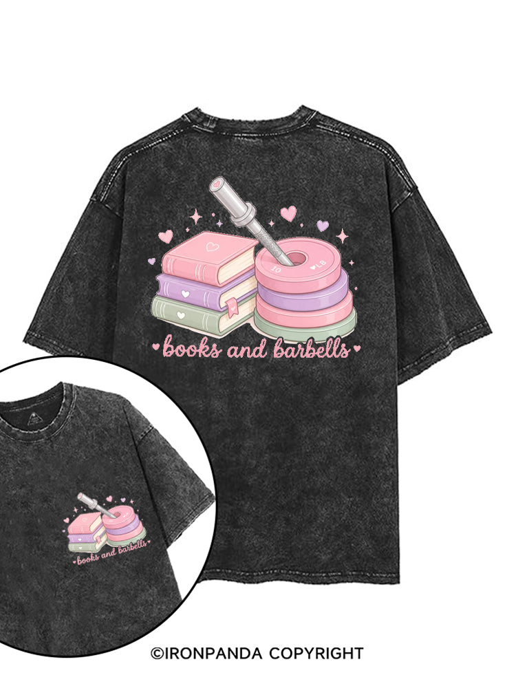 BOOKS AND BARBELLS WORKOUT printed Gym Shirt