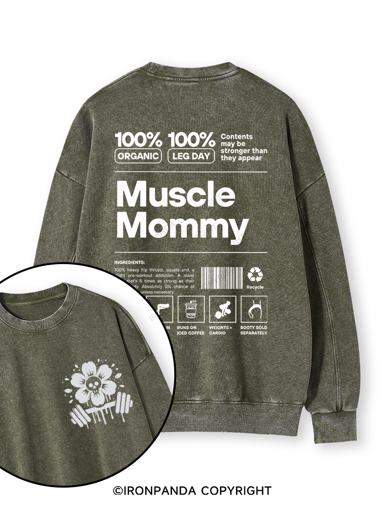 Muscle Mom Letters Double-Sided Printed Washed Sweatshirt