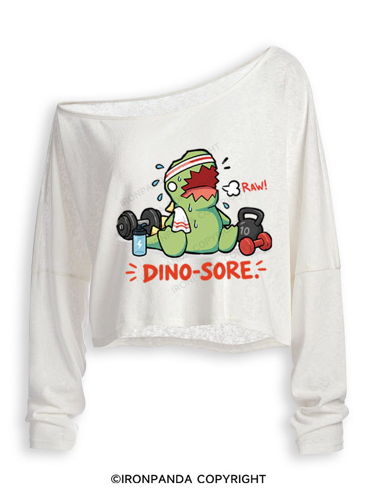 RAW! DINO-SORE Off Shoulder Long Sleeve Crop Top