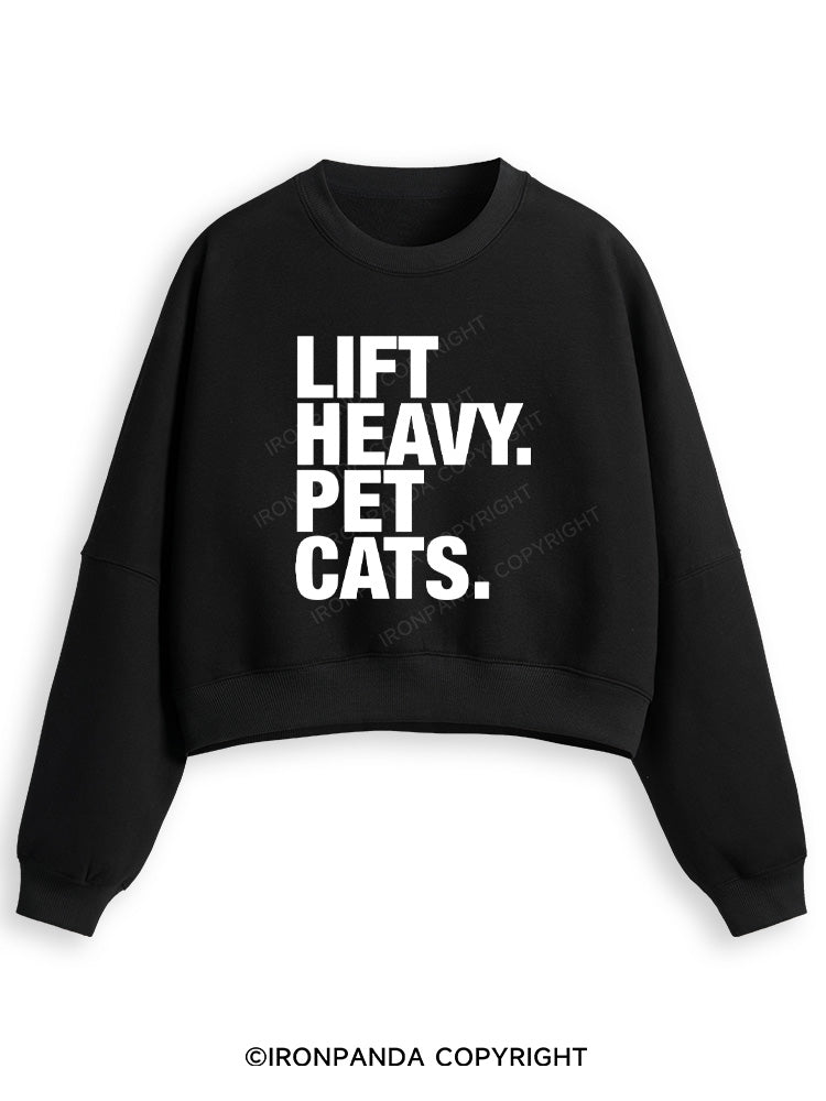 LIFT HEAVY PET CATS Fleece Crop Sweatshirt