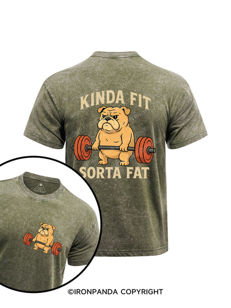 Kinda Fit Sorta Fat Dog Printed Washed Gym Shirt