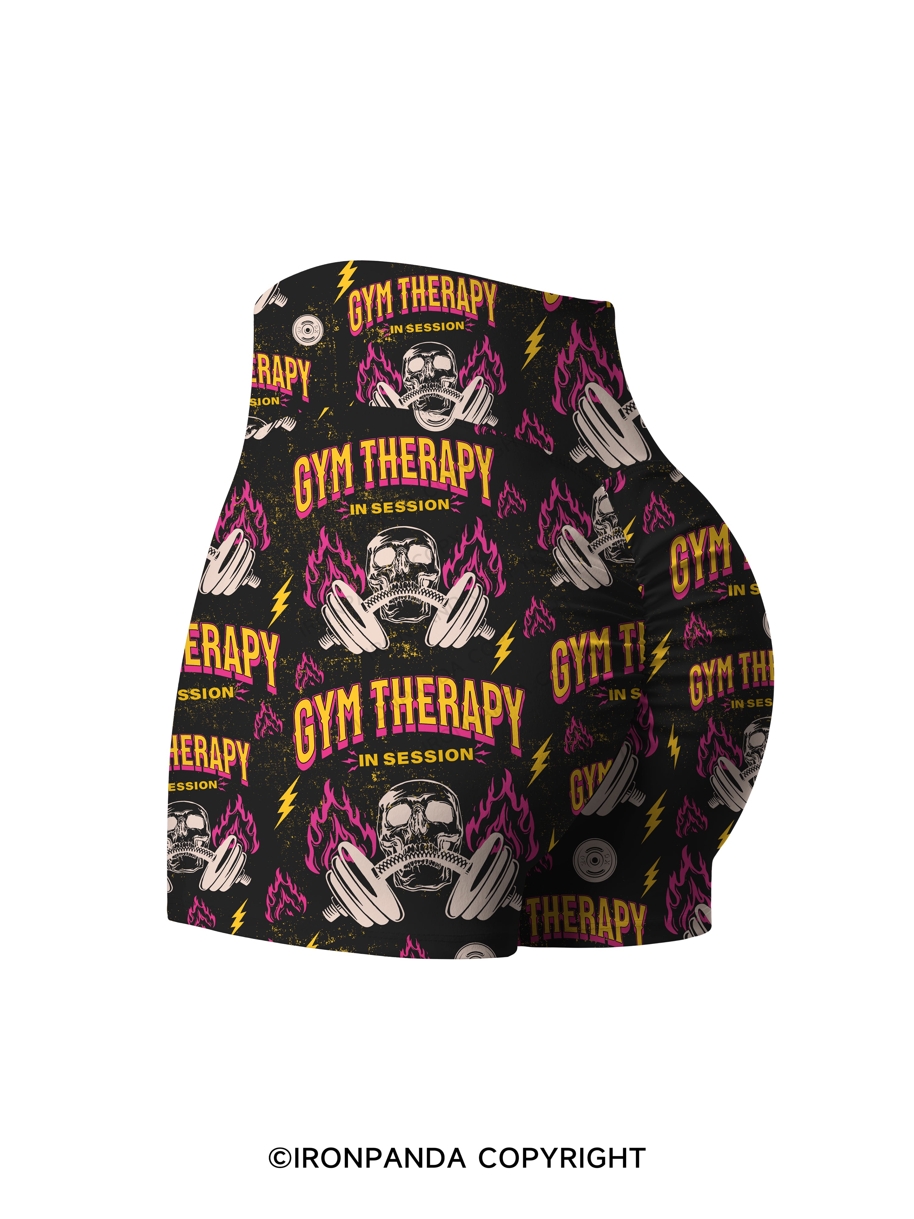 GYM THERAPY IN SESSION SKELETON Printed Yoga Shorts