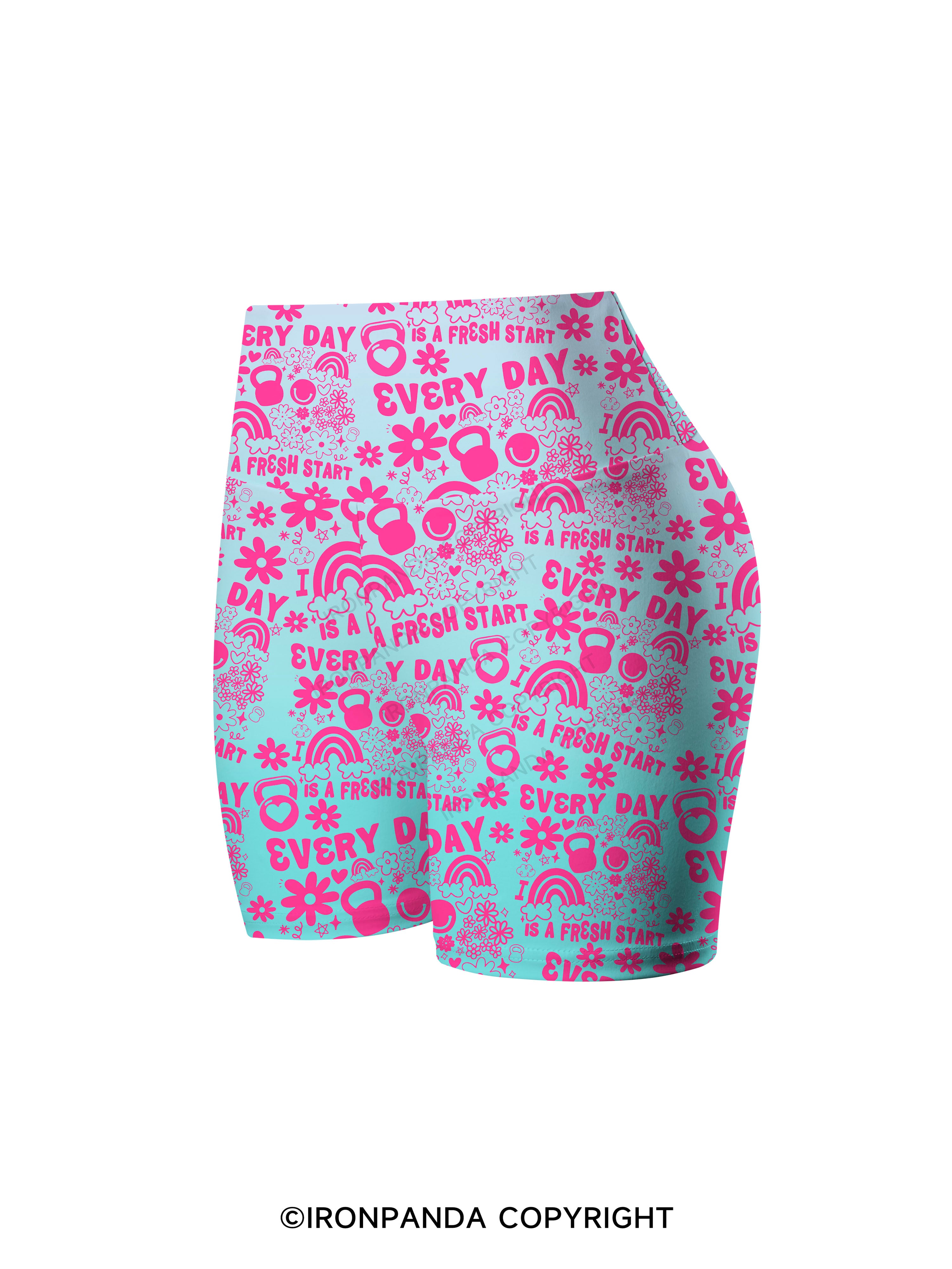 Every Day Is a Fresh Start Printed Yoga Cycling Shorts