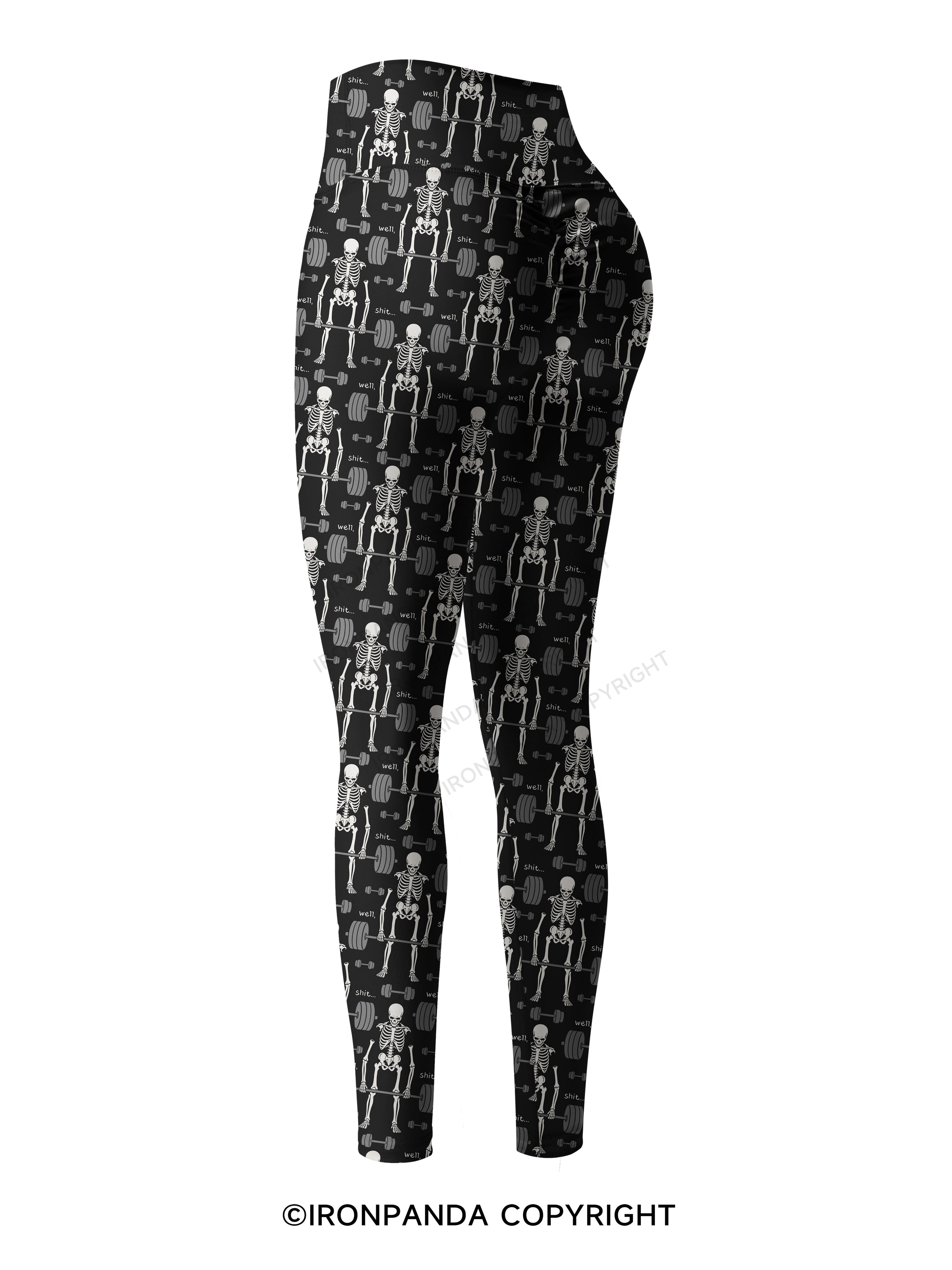 Well Shit Gym Skeleton Weightlifting Printed Yoga Pants