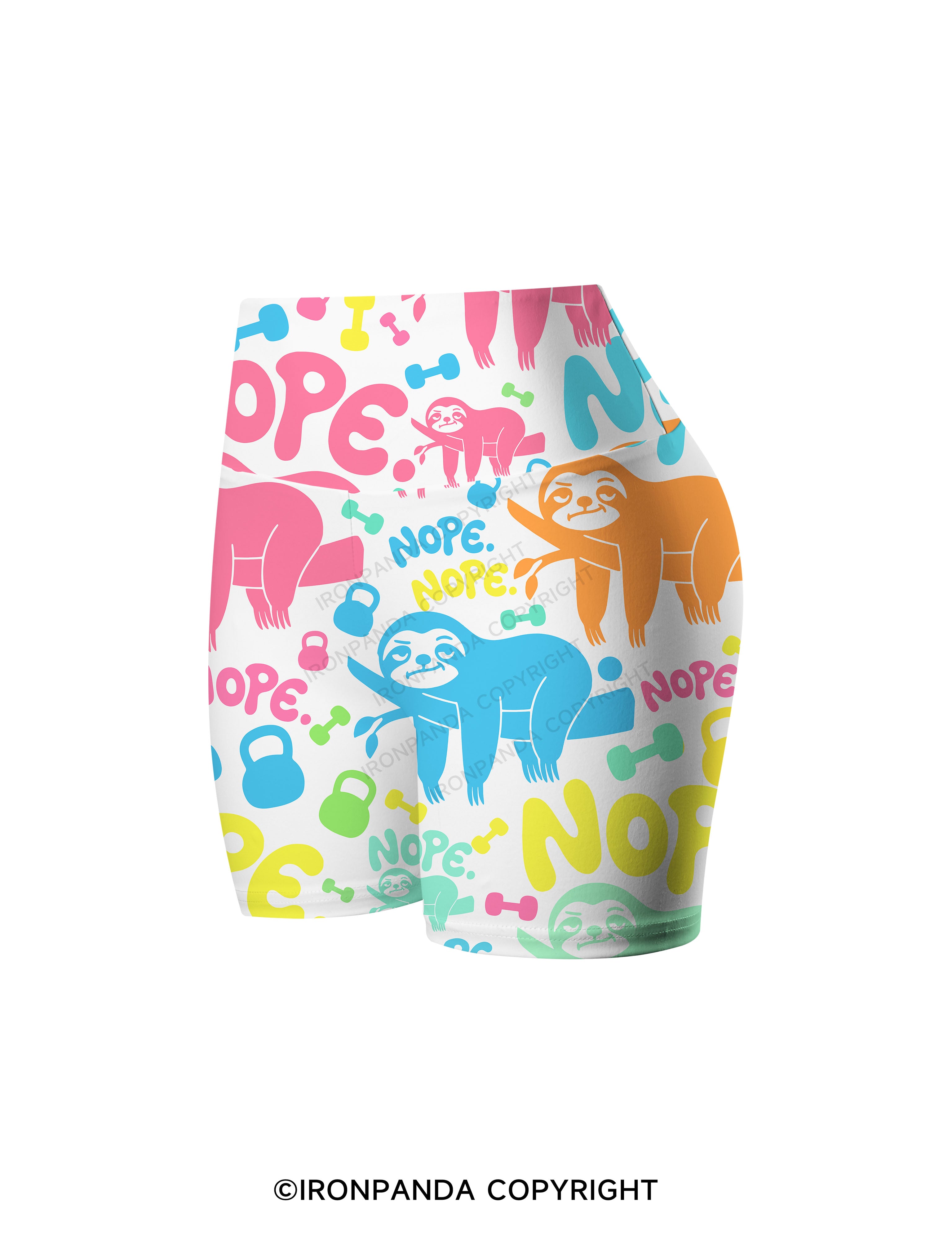 NO TODAY SLOTH Printed Yoga Cycling Shorts