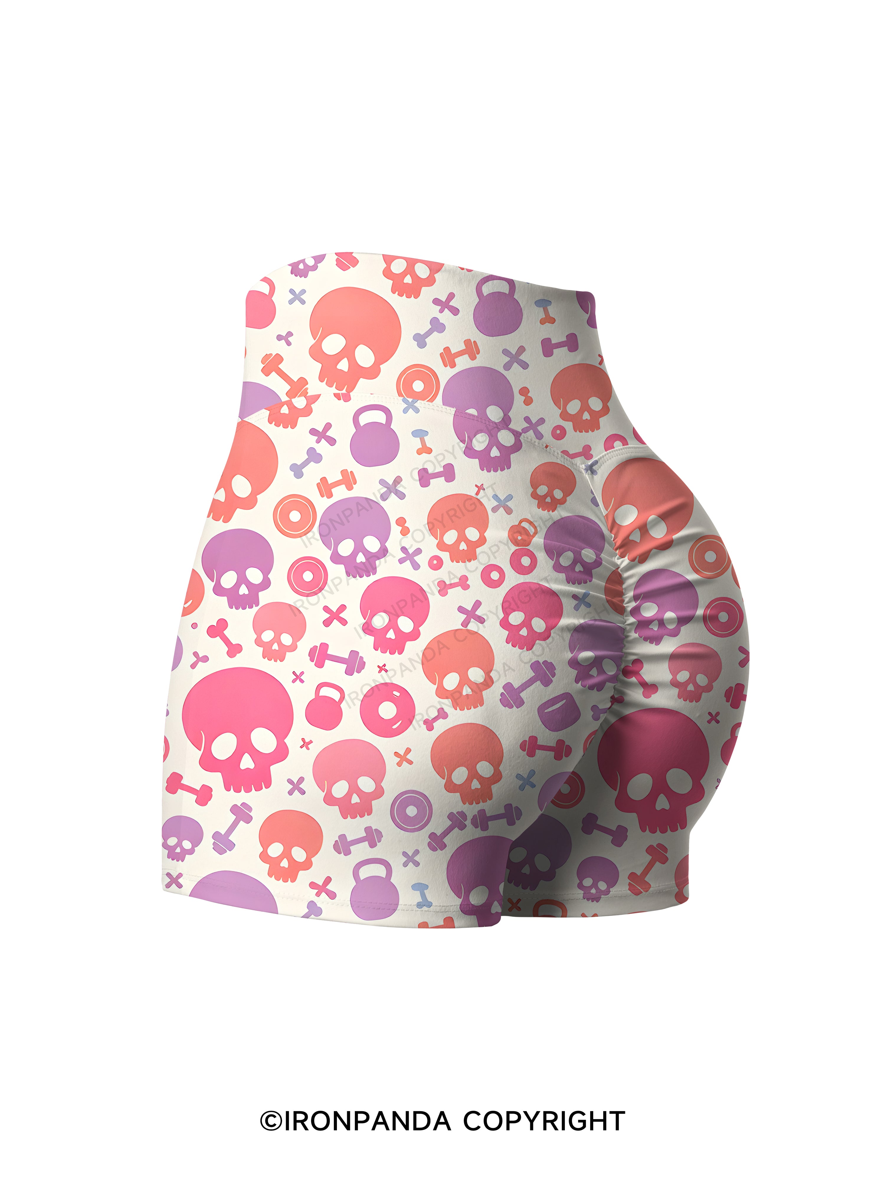 Pastel Skull Fitness Printed Yoga Shorts