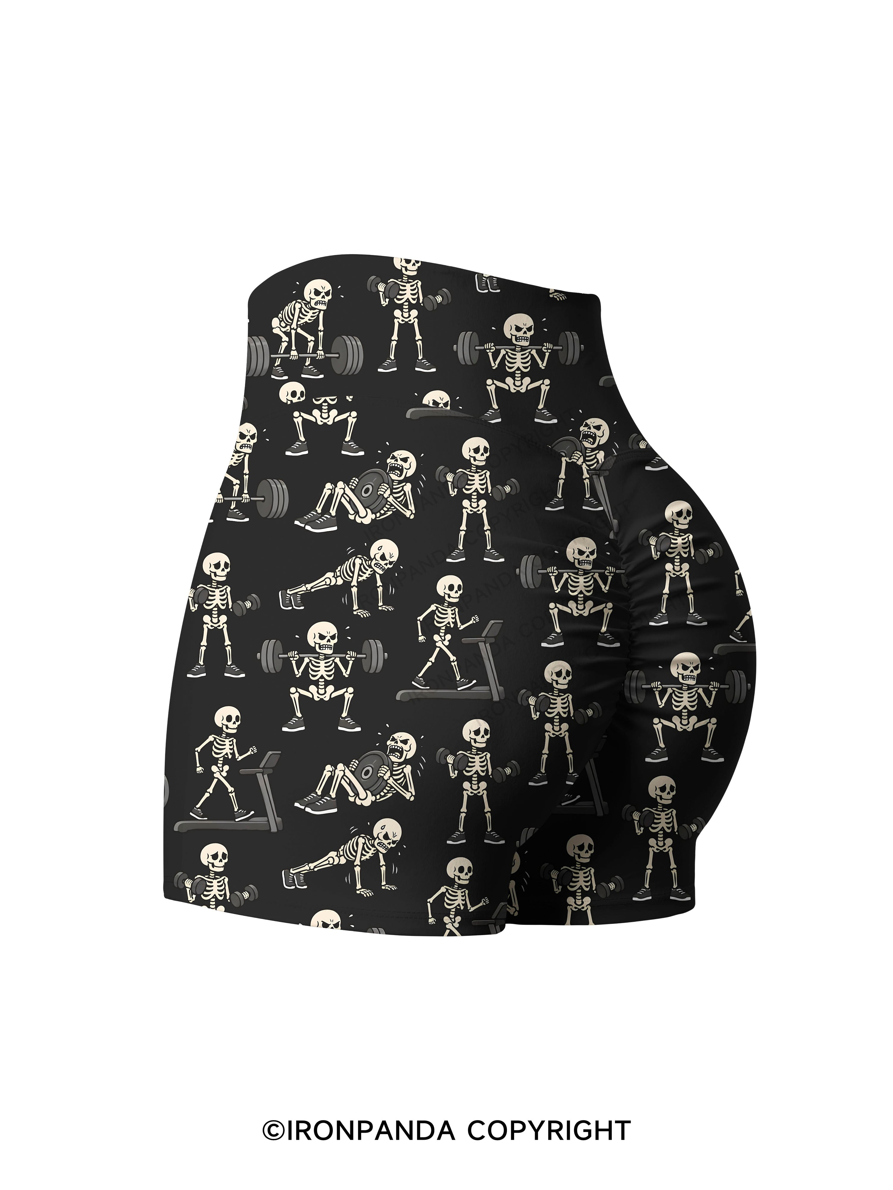 Pain Scale Skeleton Printed Yoga Shorts