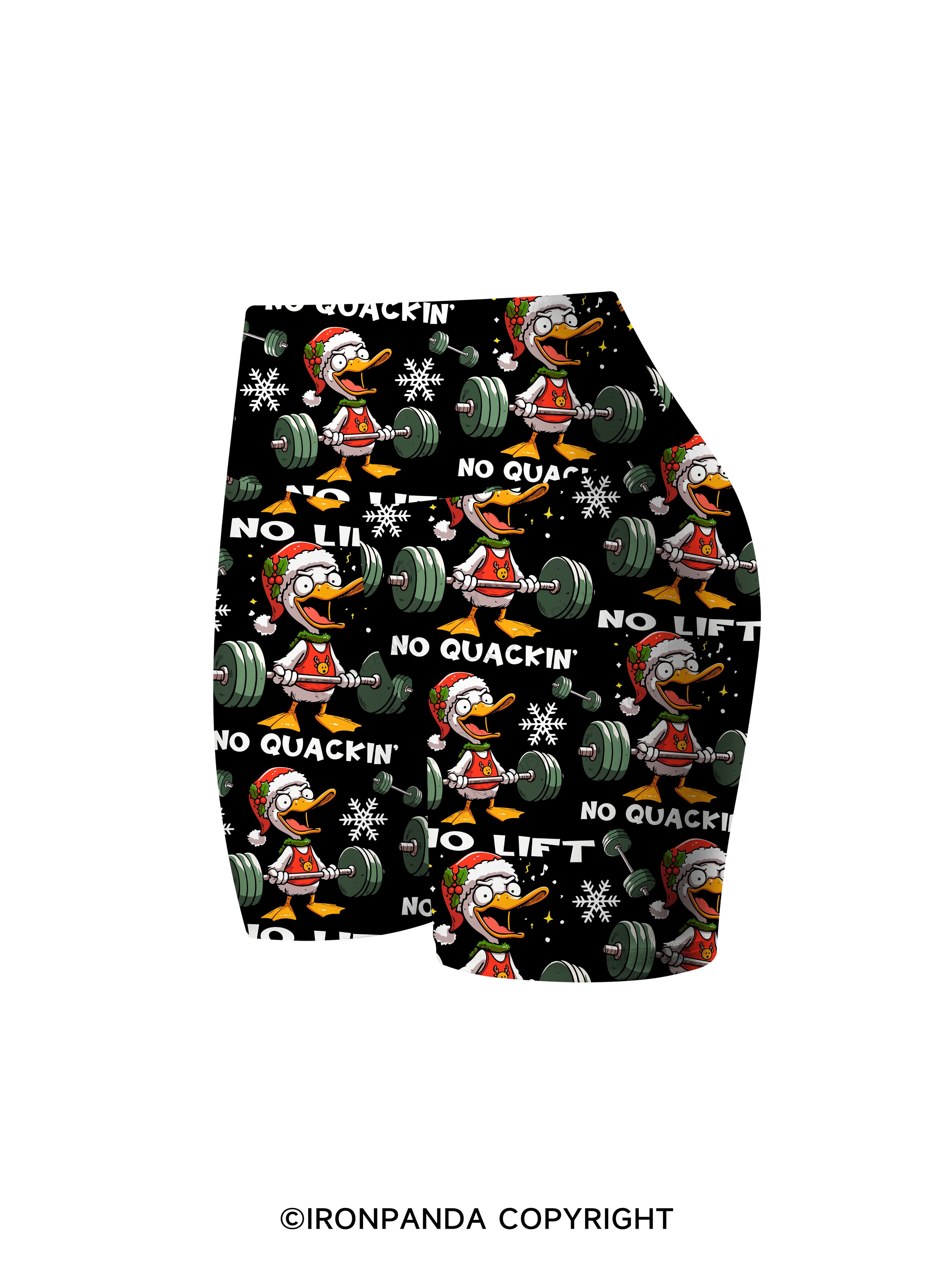 No Lift, No quackin' Printed Yoga Cycling Shorts