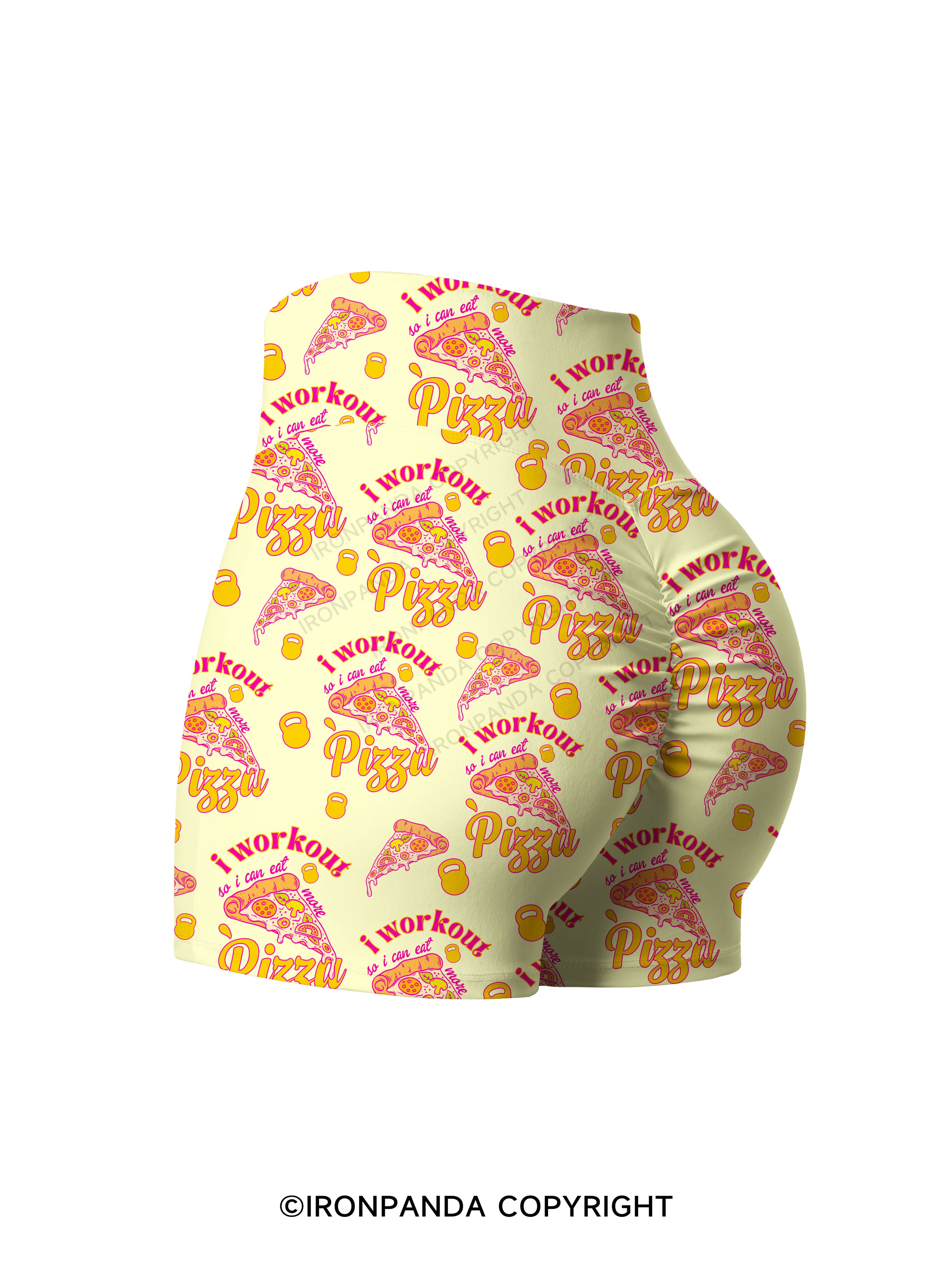 i workout so i can eat more pizza Printed Yoga Shorts