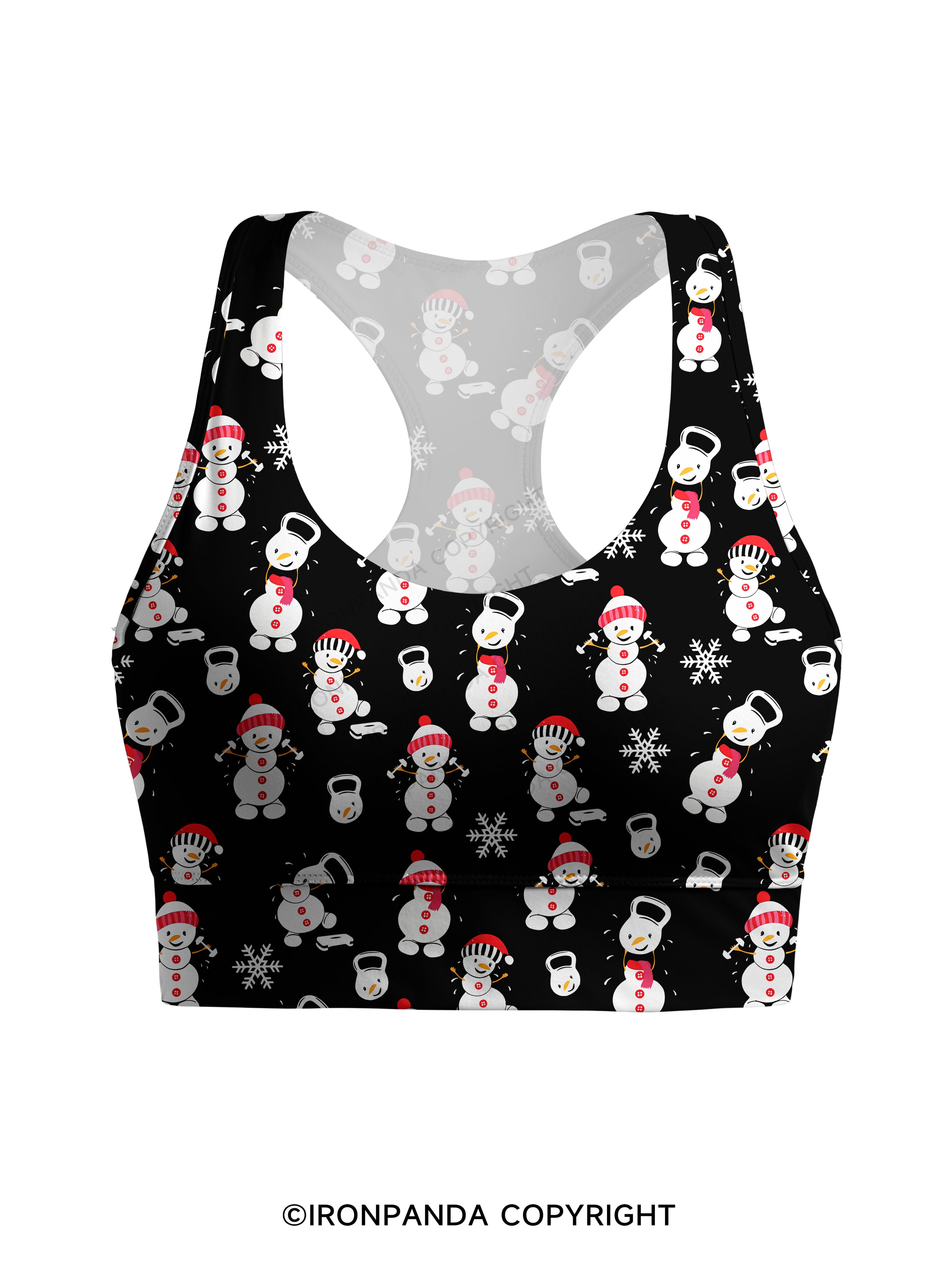 SWEATIN' WITH MY SNOWMIES Racerback Sports Bra