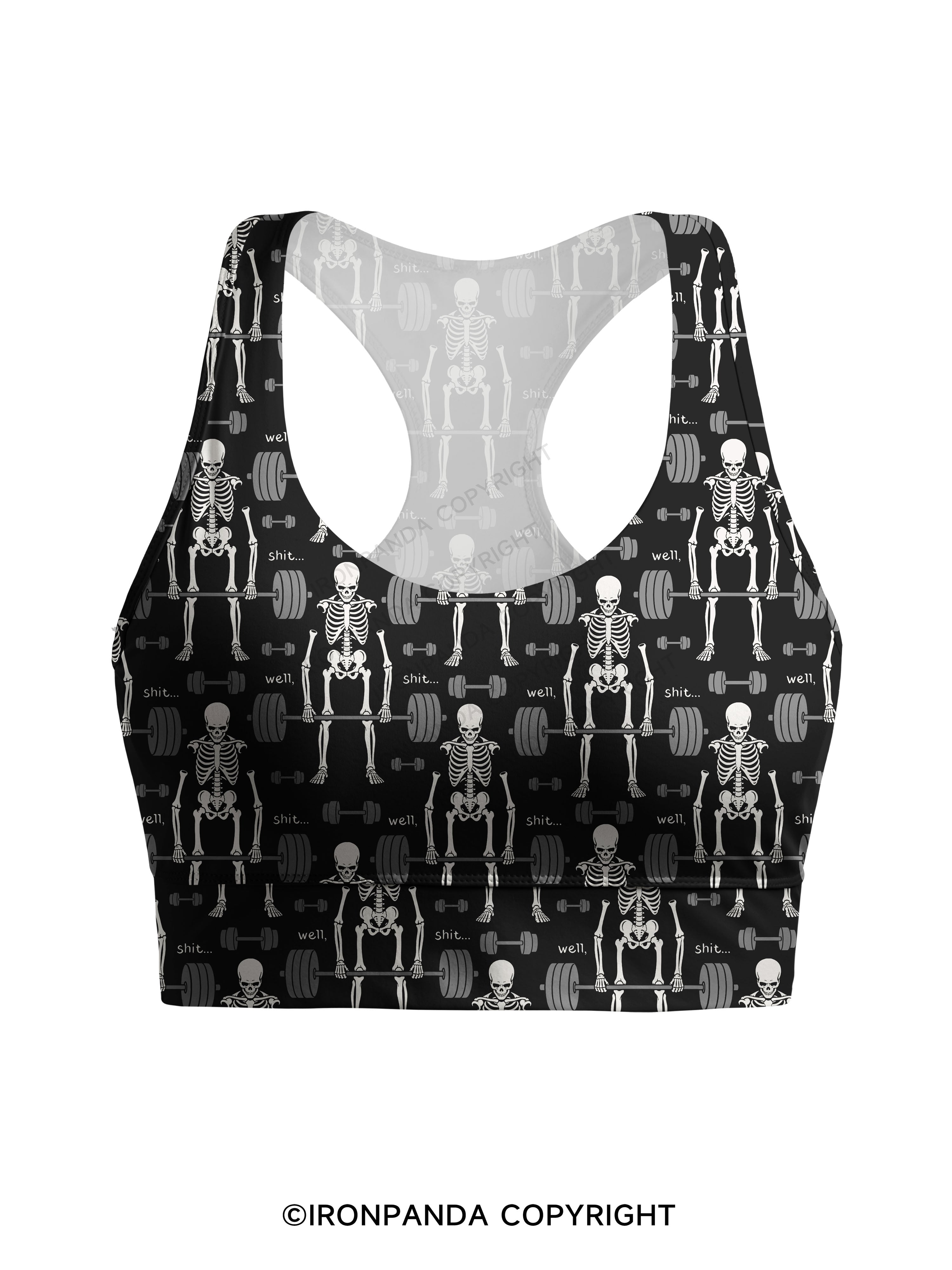 Well Shit Gym Skeleton Weightlifting Racerback Sports Bra