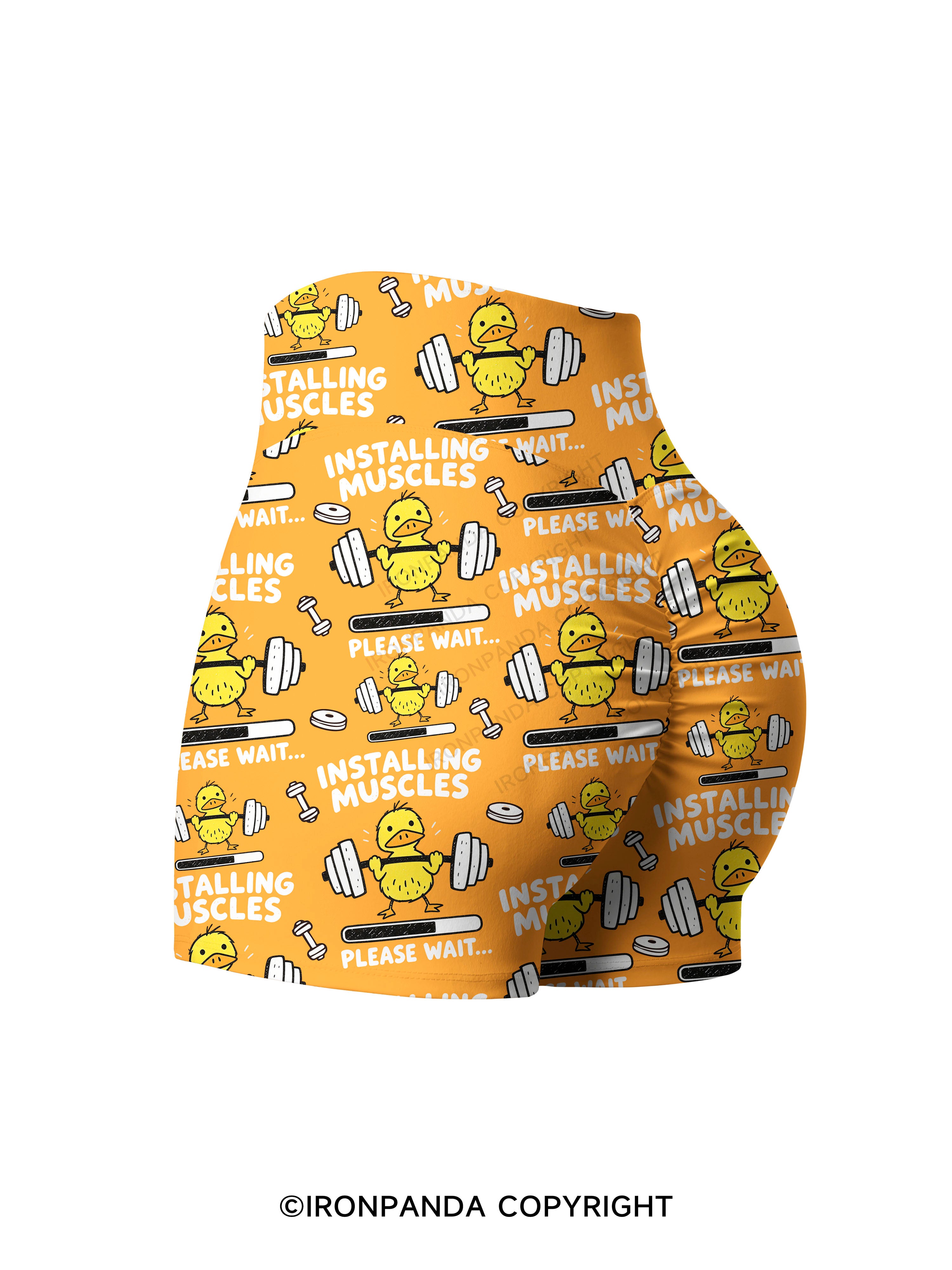 INSTALLING MUSCLES PLEASE WAIT Printed Yoga Shorts