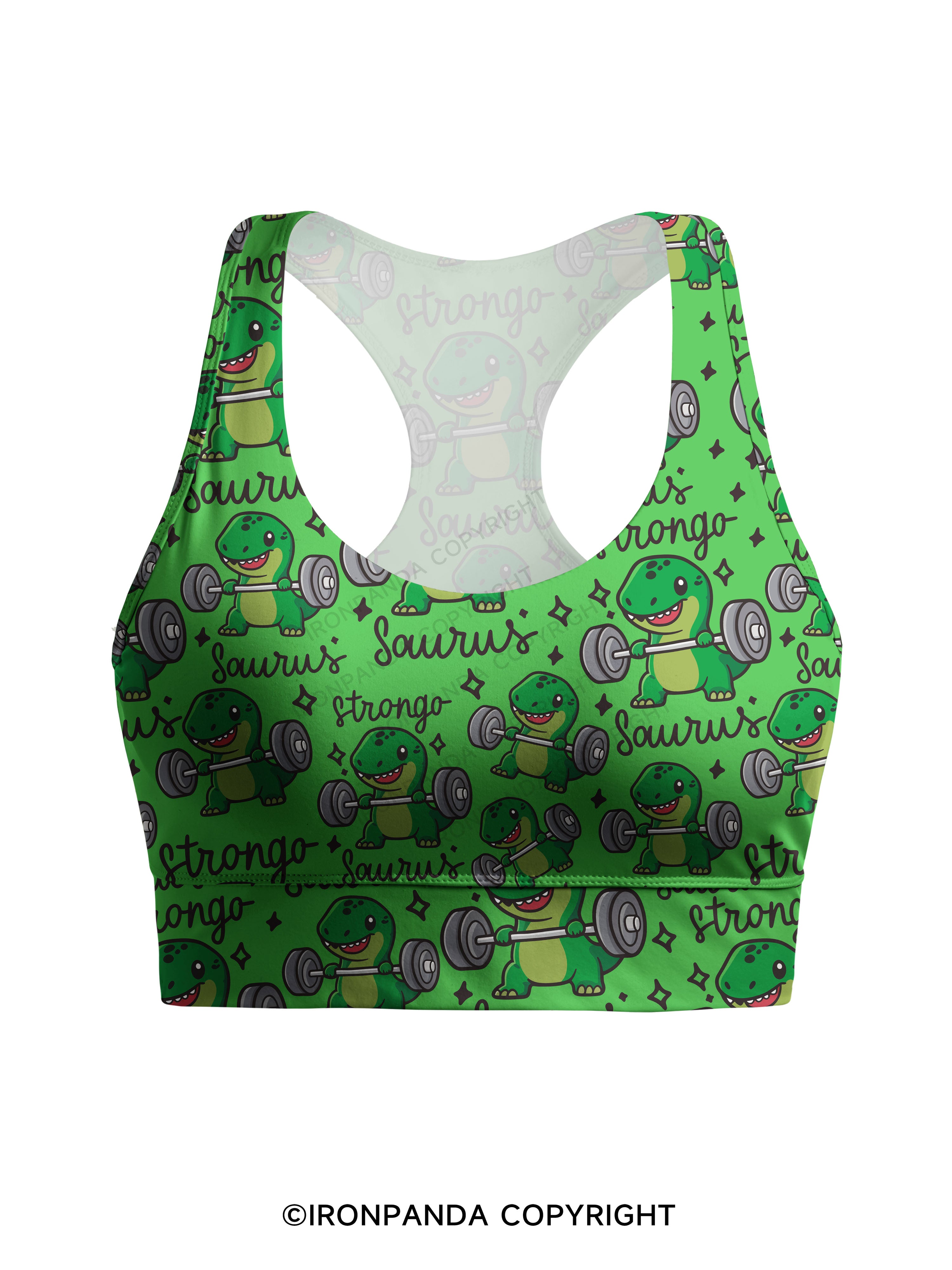 STRONGO SAURUS Racerback Sports Bra