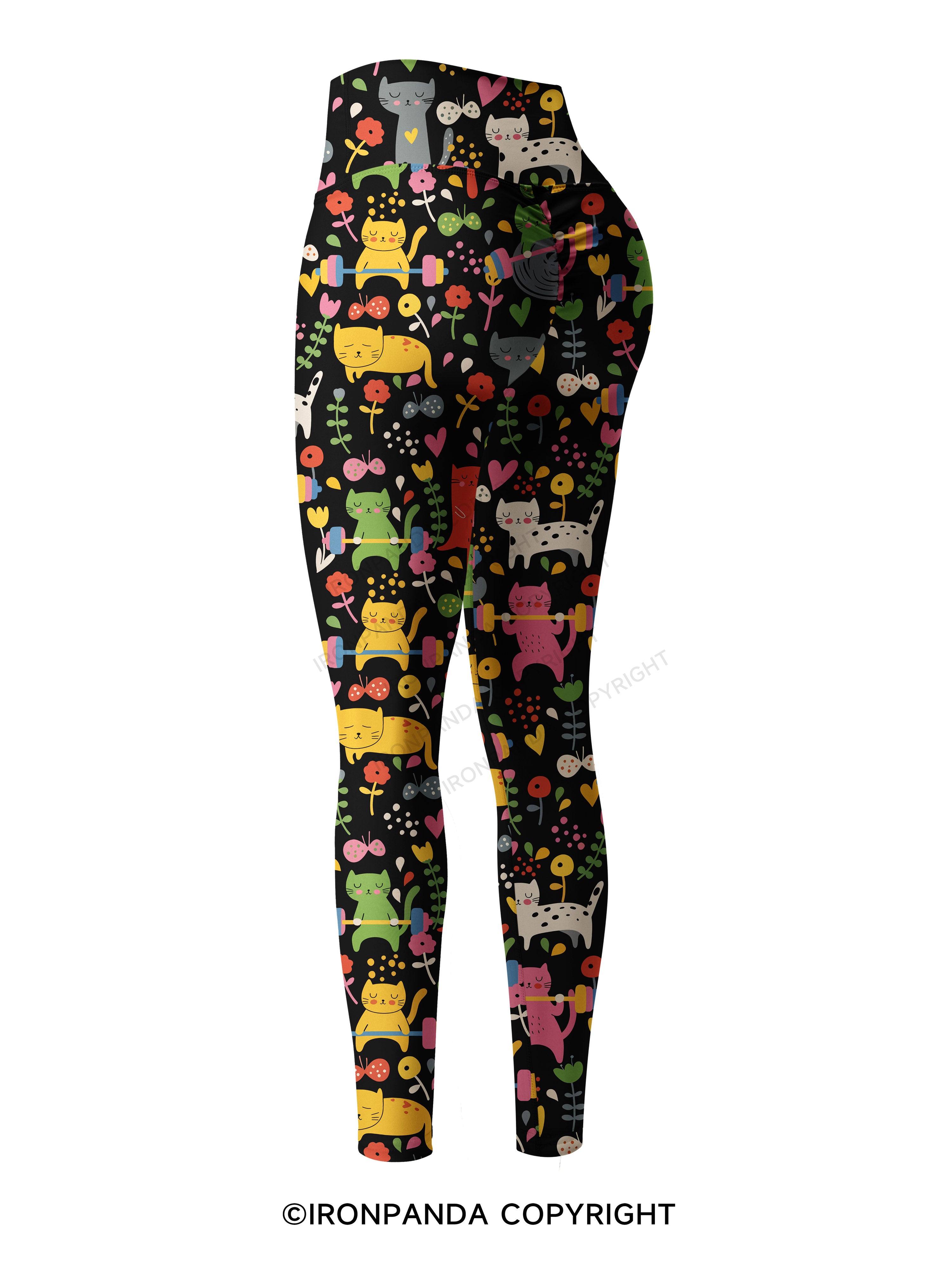Cats Lift Heavy Printed Yoga Pants