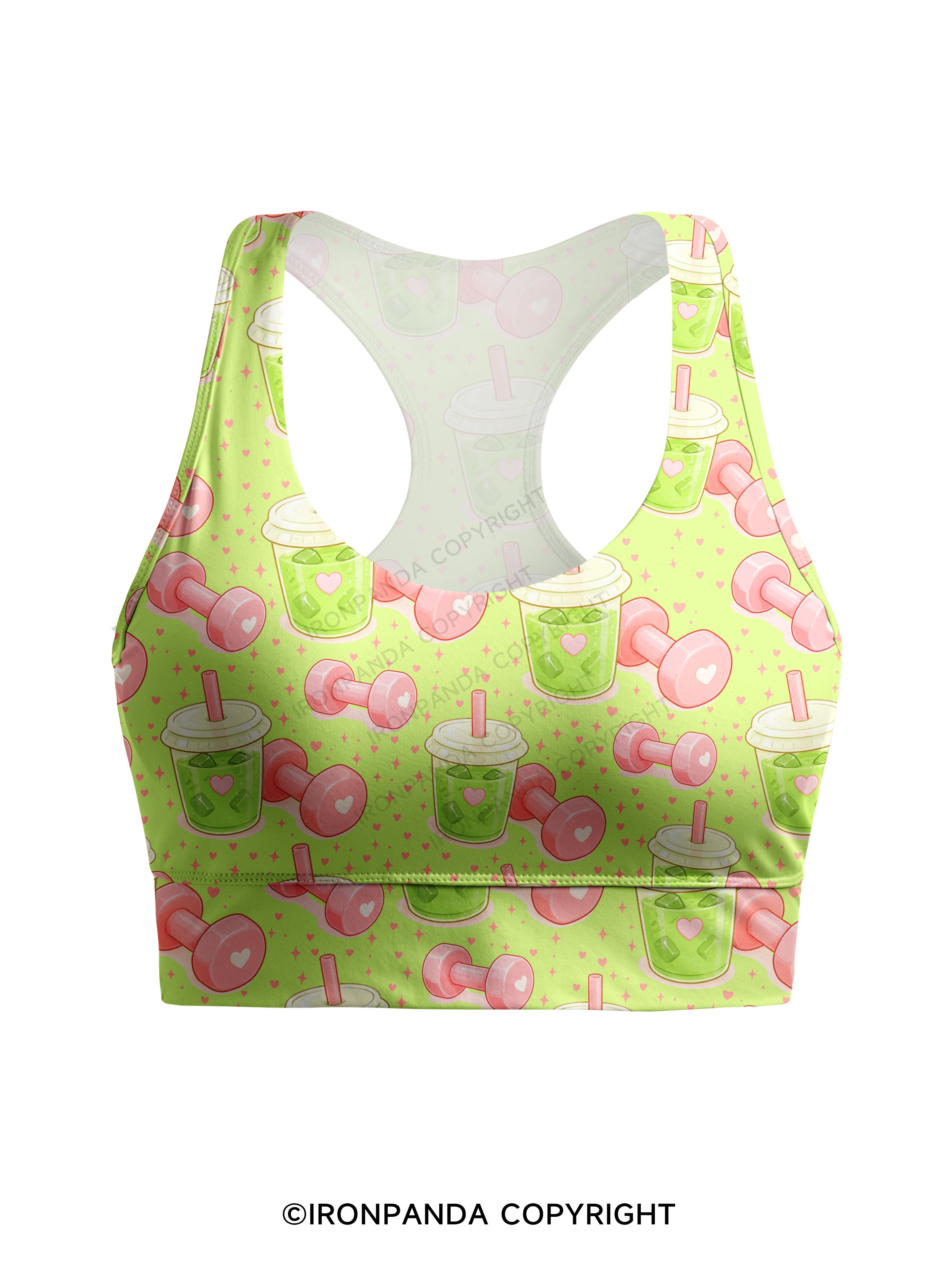 MATCHA & DUMBBELLS Racerback Sports Bra