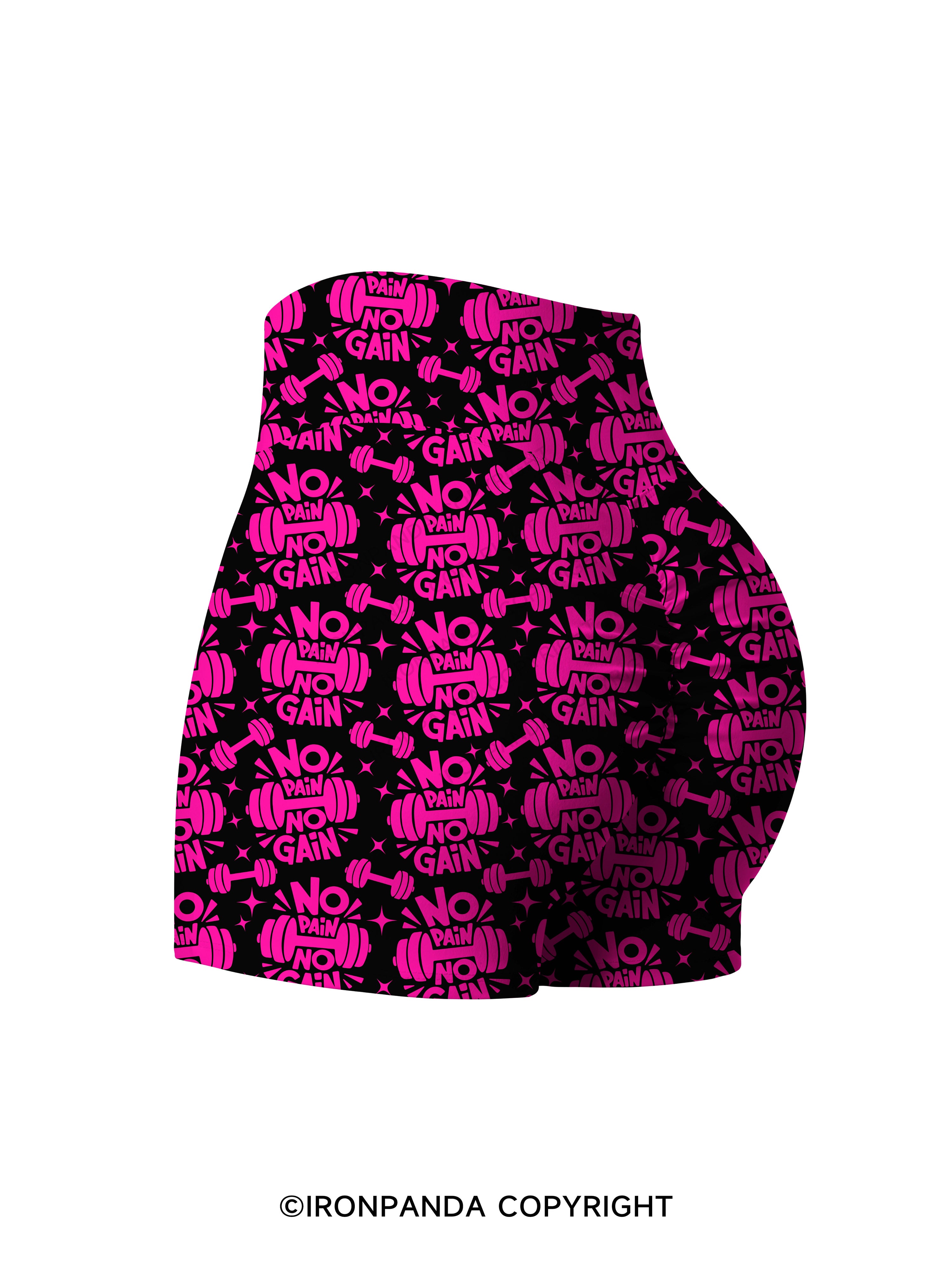 No Pain No Gain Printed Yoga Shorts