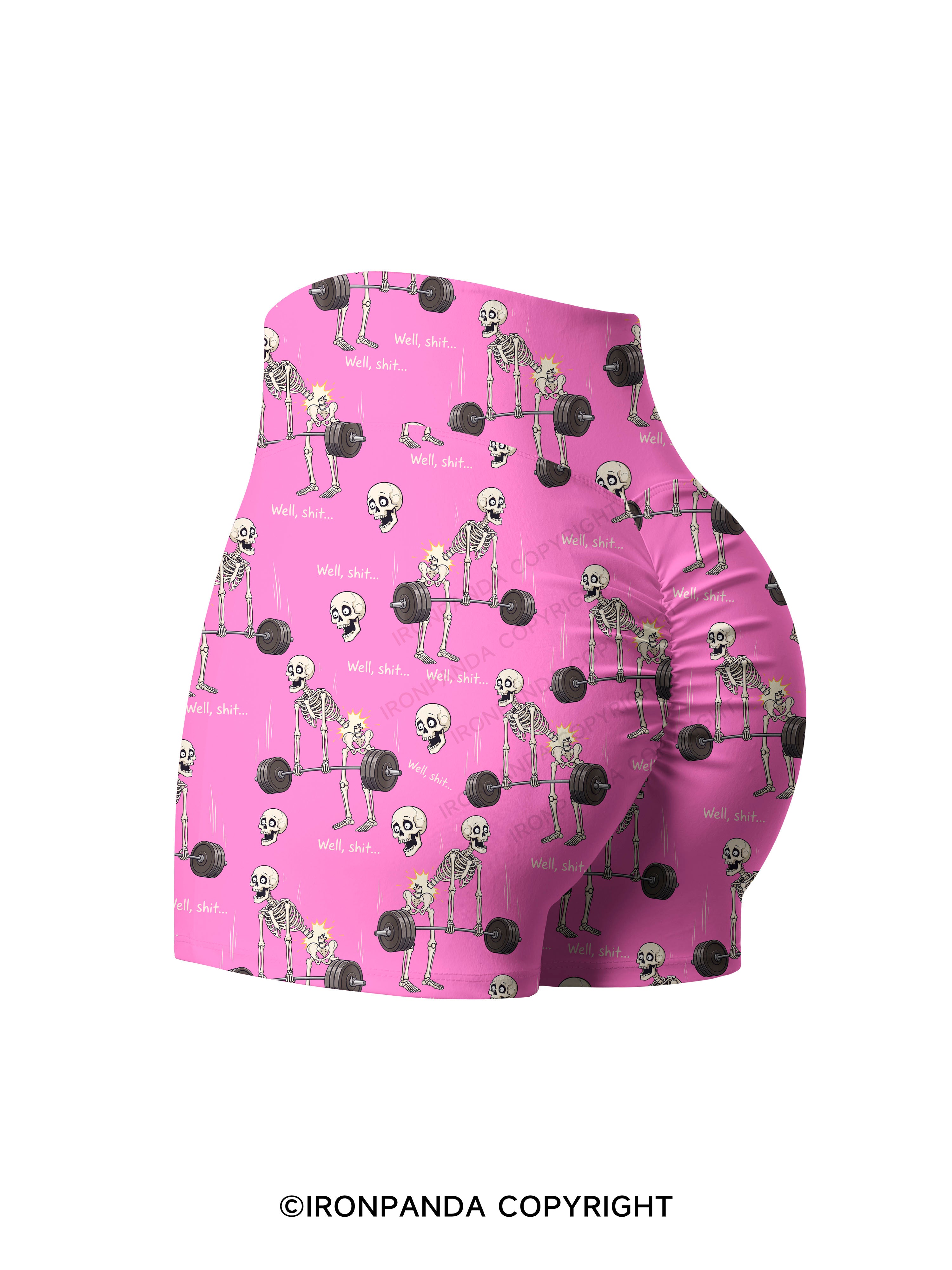 Well Shit Skeleton Deadlift Printed Yoga Shorts