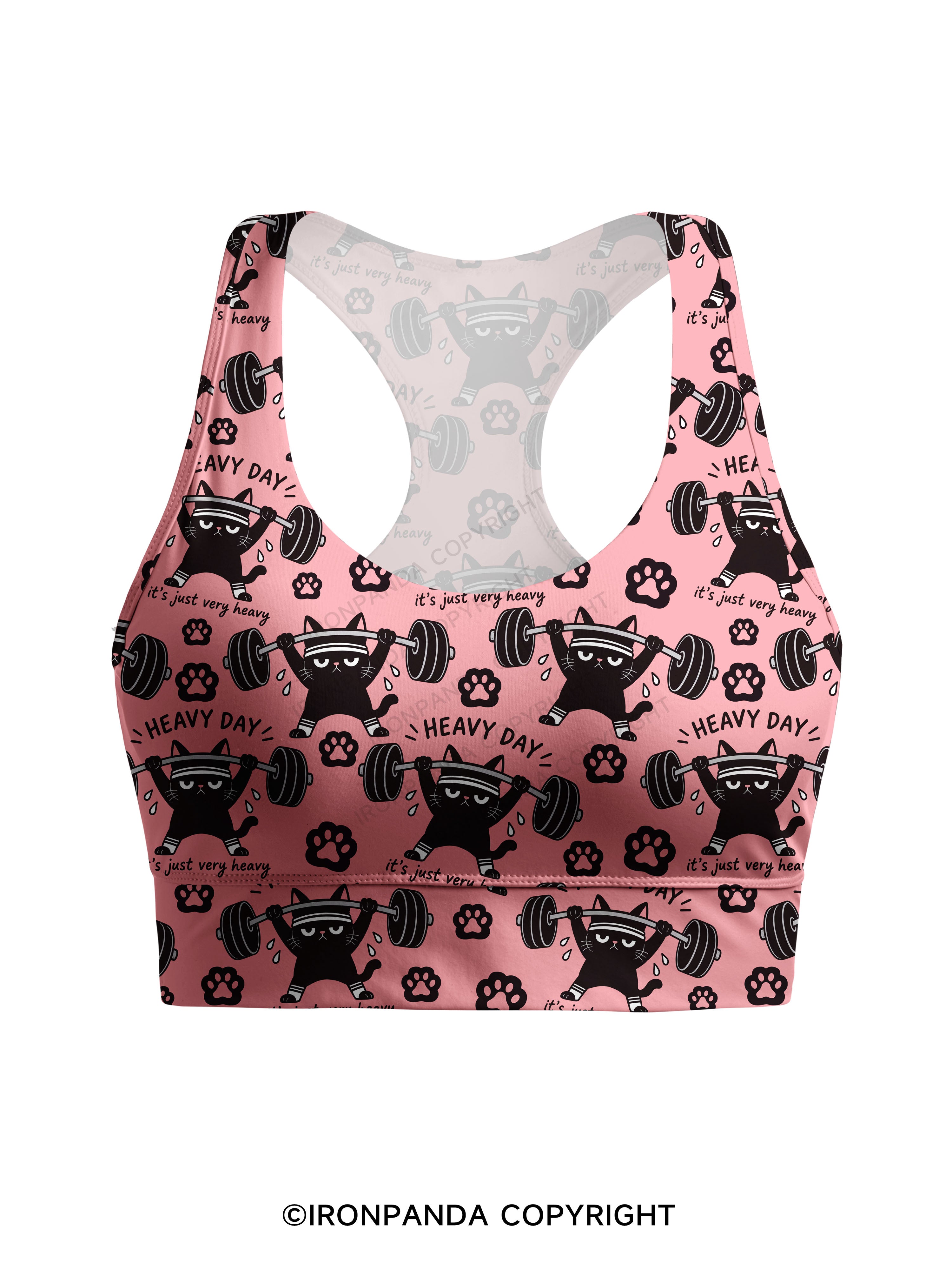 HEAVY DAY IT'S JUST VERY HEAVY Racerback Sports Bra