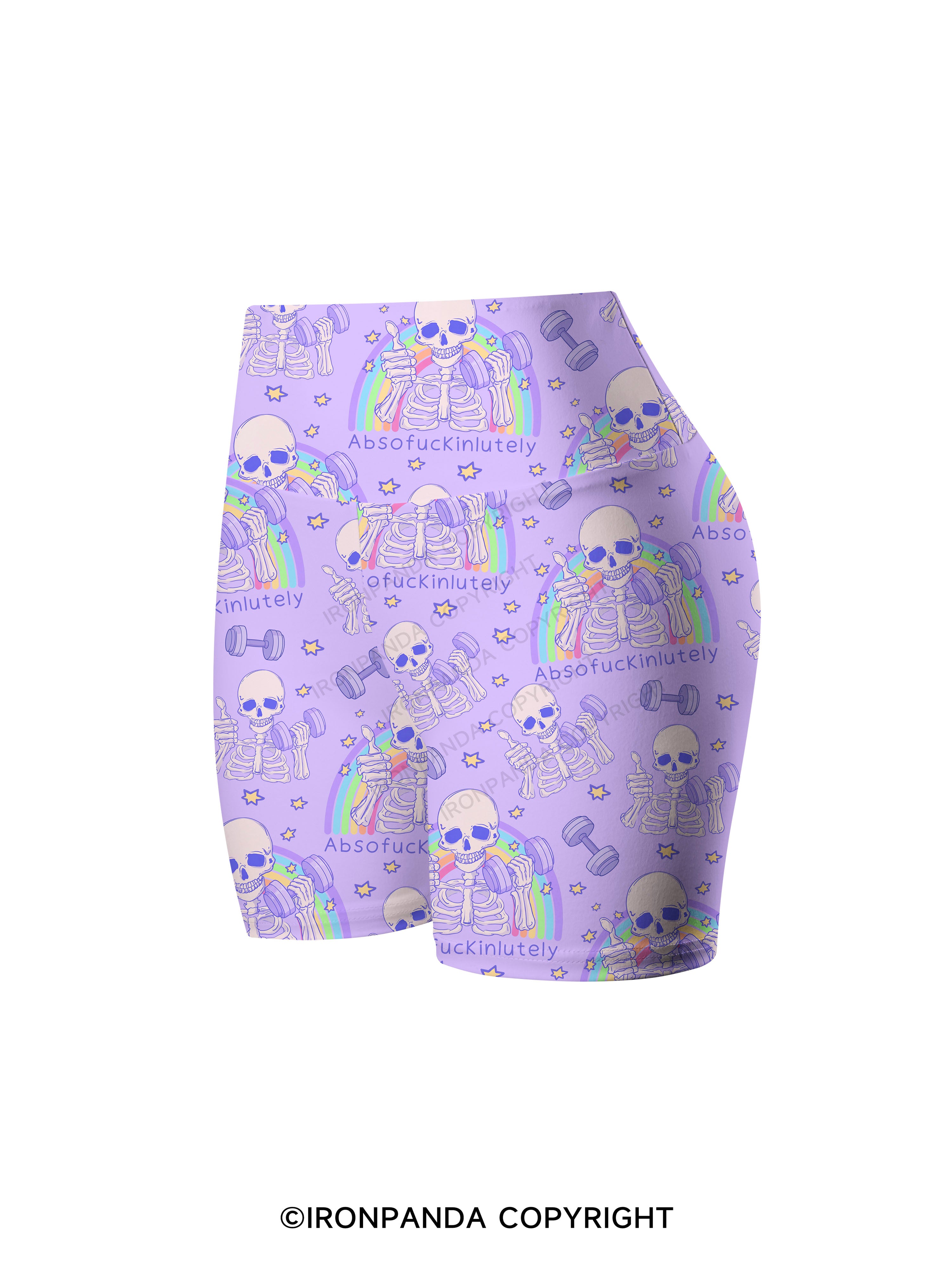 ABSOFUCKINLUTELY GYM SKELETON Printed Yoga Cycling Shorts