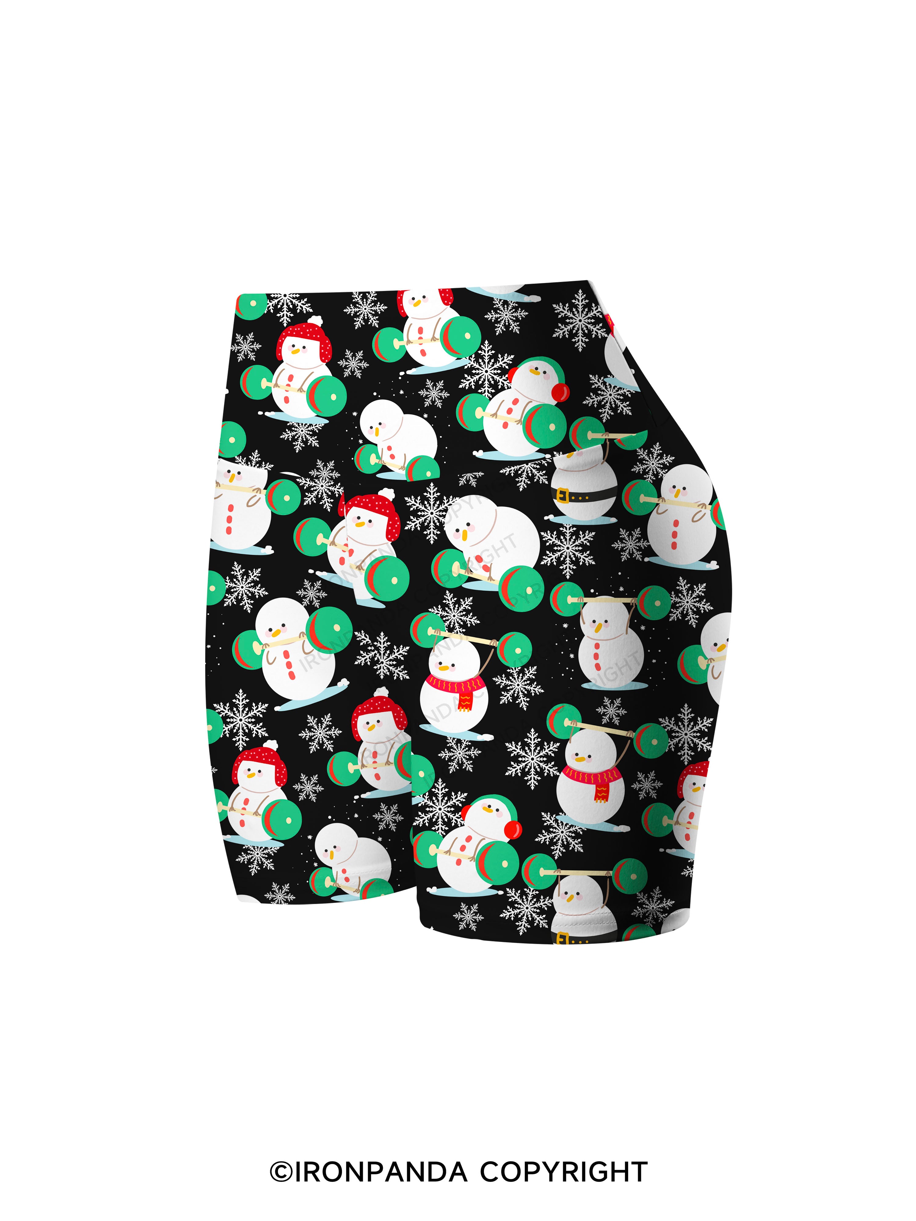 Snowman team weightlifting Printed Yoga Cycling Shorts