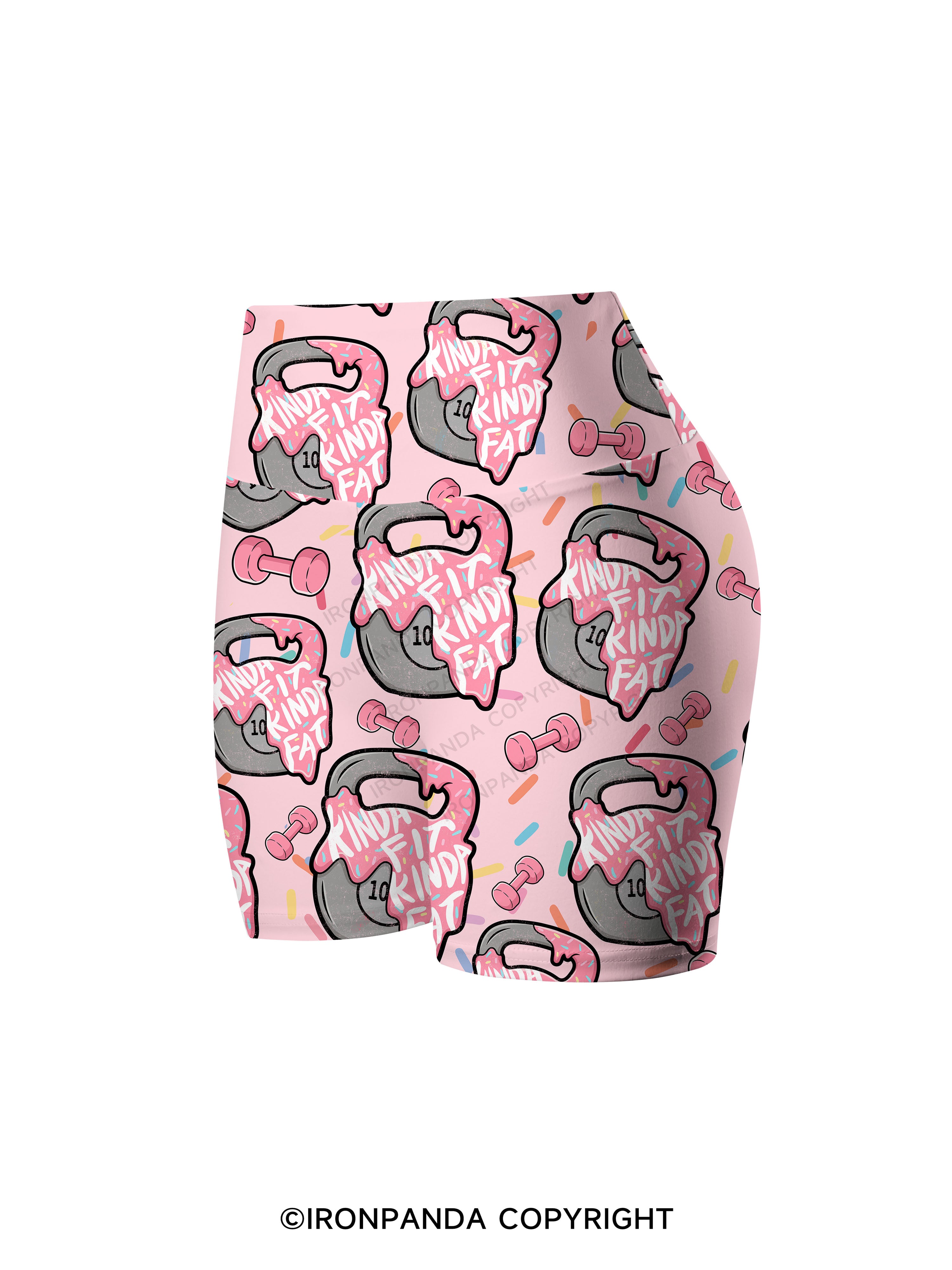 KINDA FIT SORTA FAT KETTLEBELL Printed Yoga Cycling Shorts