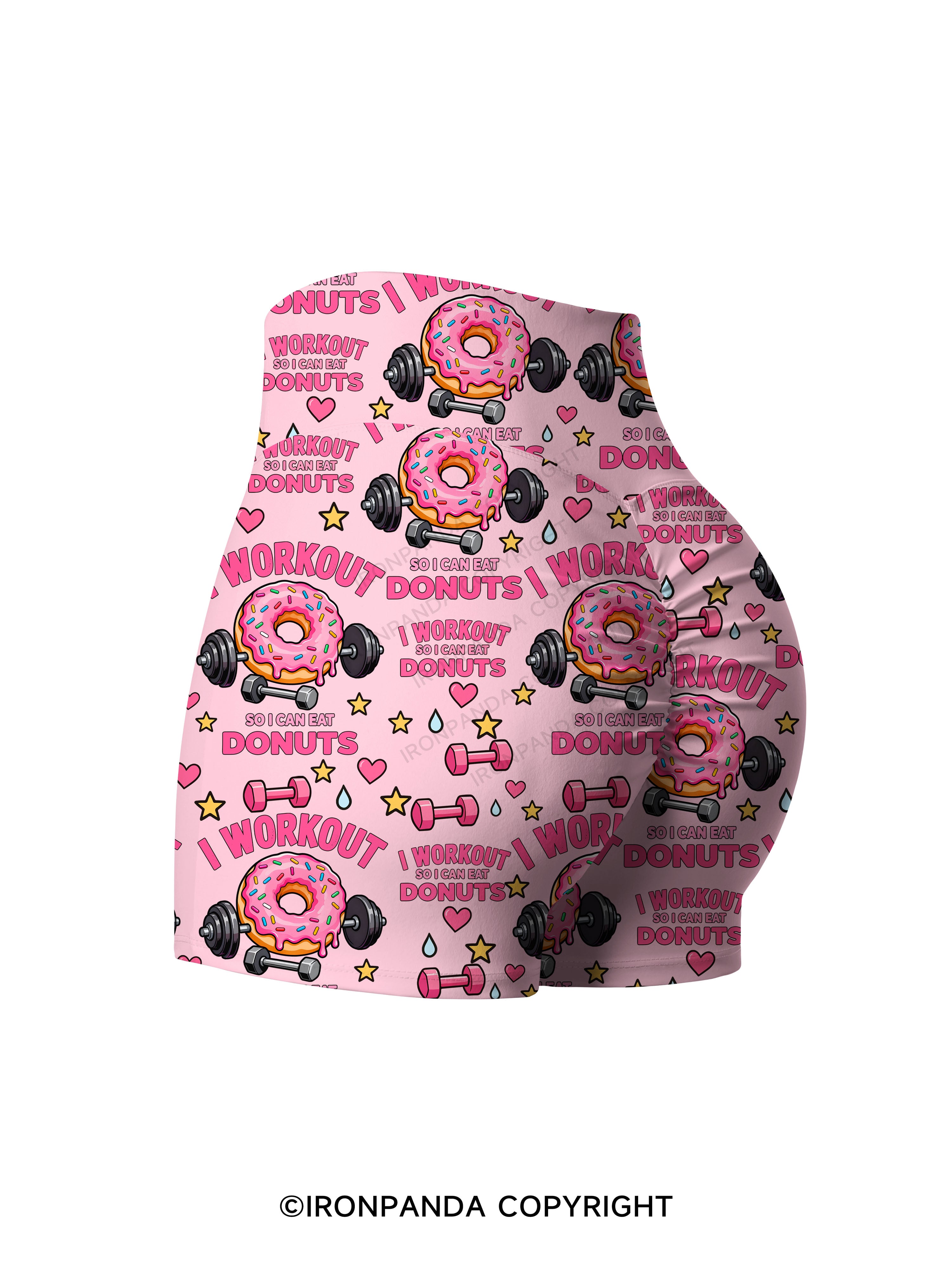 I Workout So I Can Eat Donuts Printed Yoga Shorts