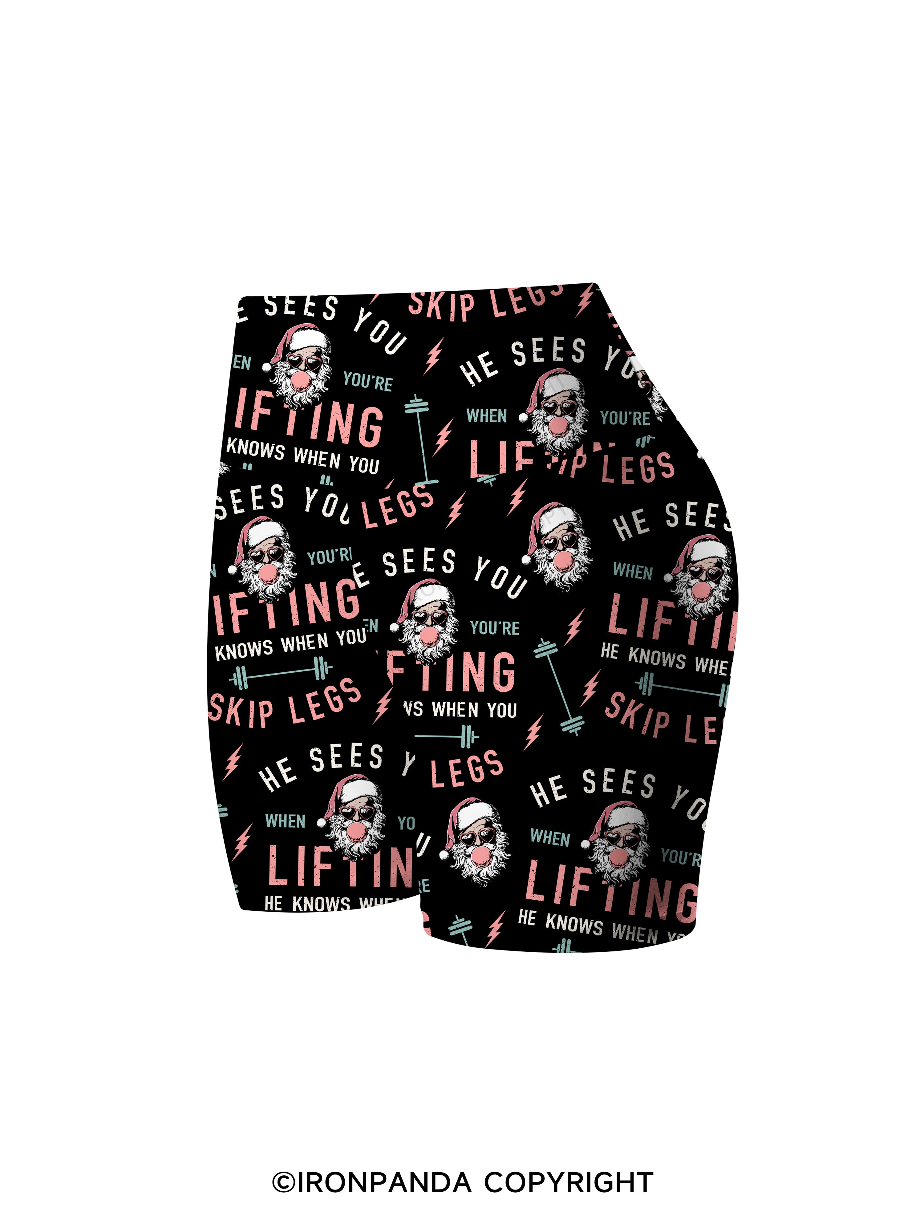 HE SEES YOU WHEN YOU'RE LIFTING Printed Yoga Cycling Shorts