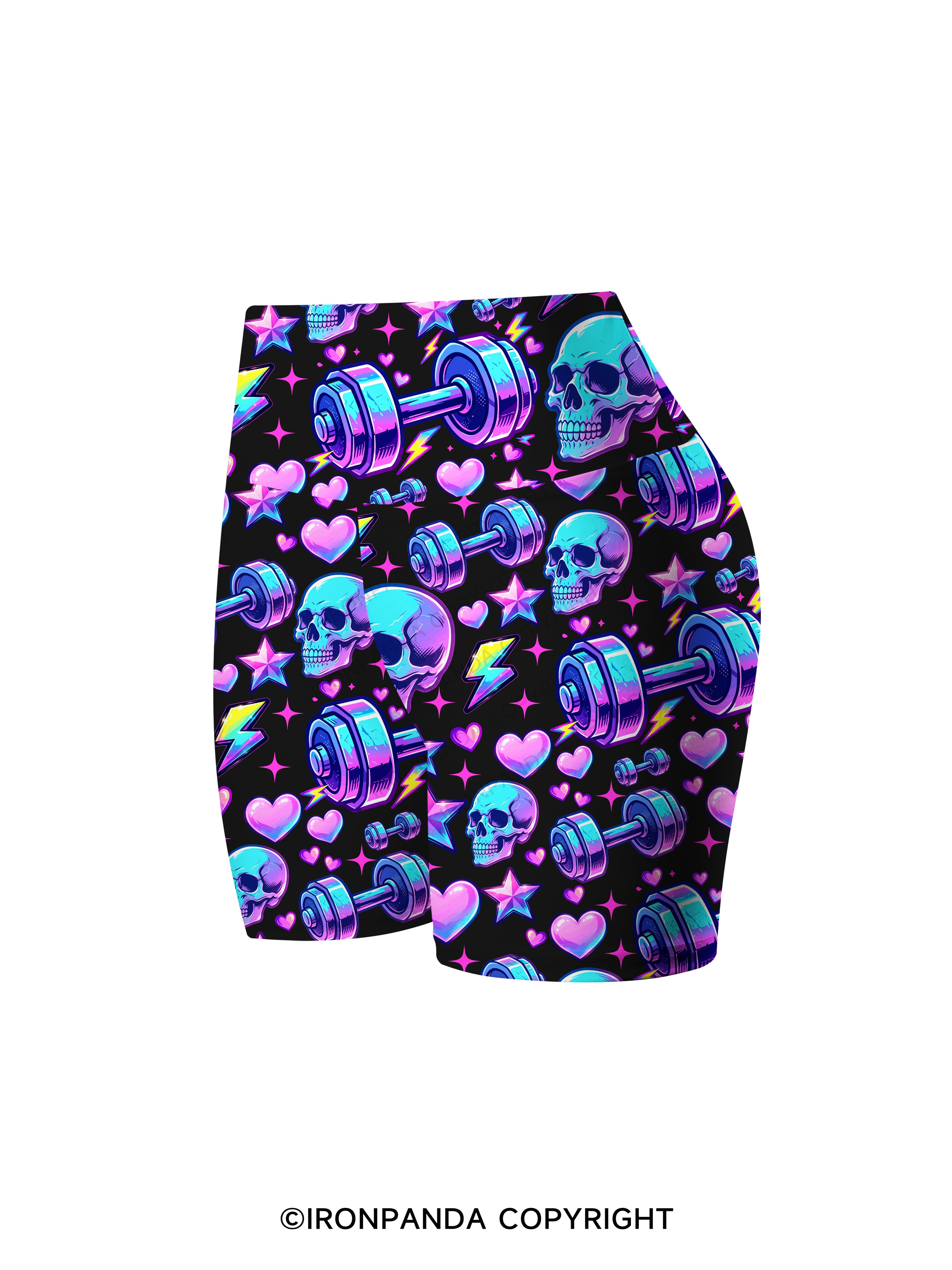 Weightlifting Skull Printed Yoga Cycling Shorts