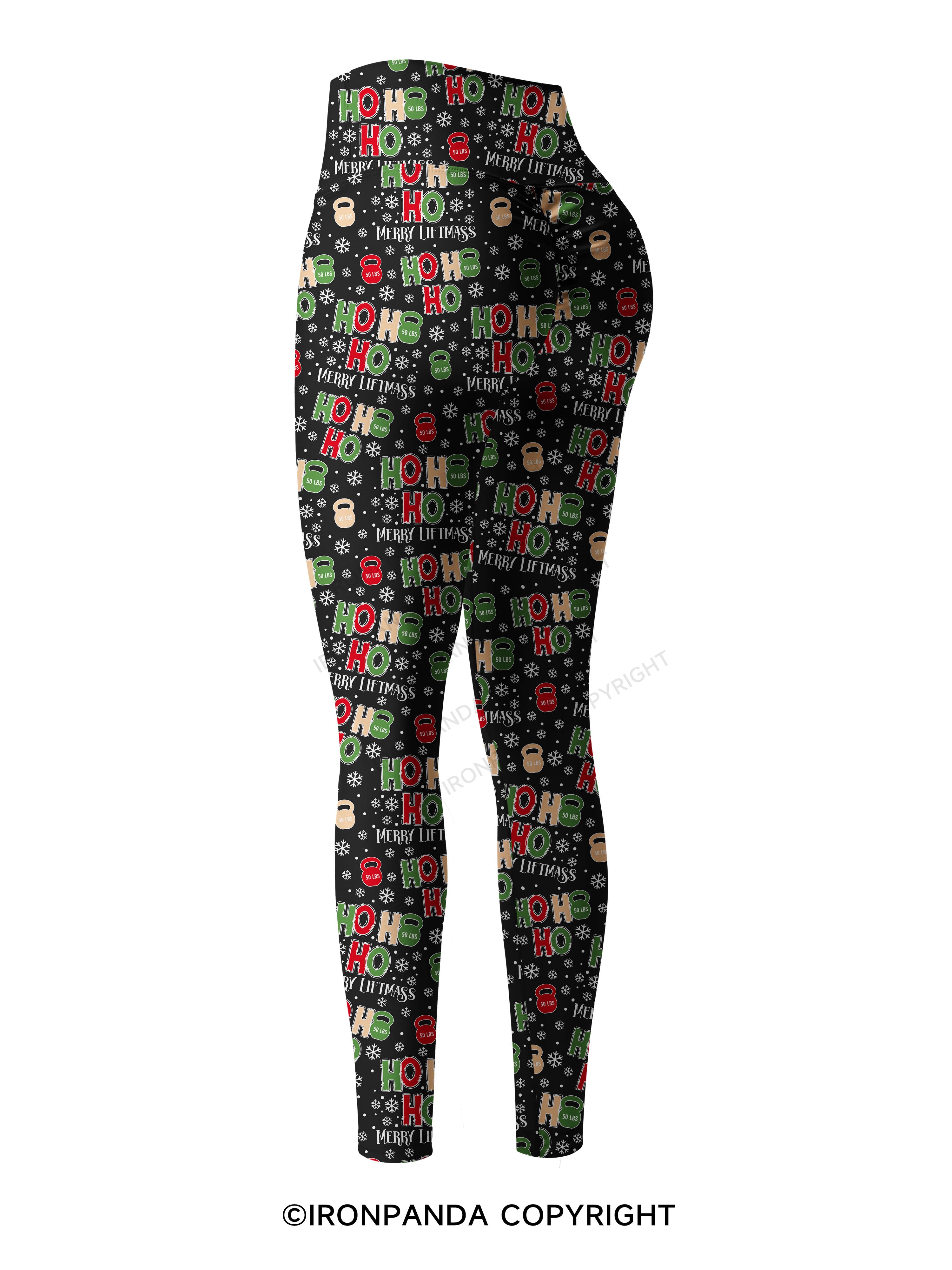 HOHOHO MERRY LIFTMASS Printed Yoga Pants
