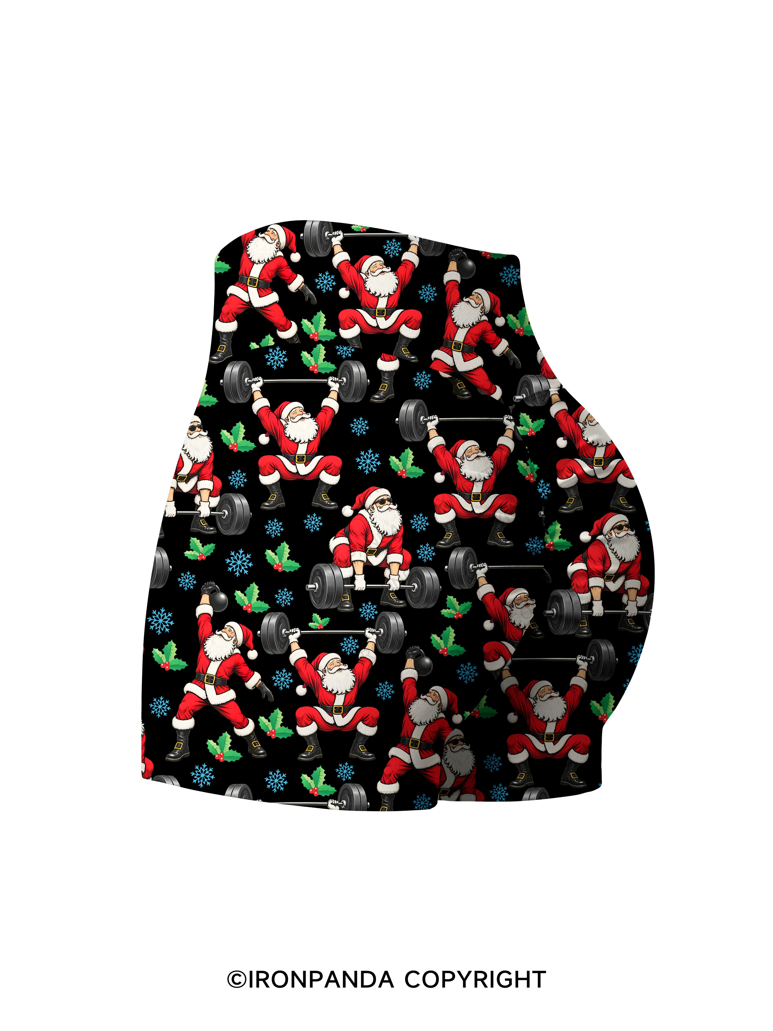 Santa Lifting Christmas Workout Printed Yoga Shorts