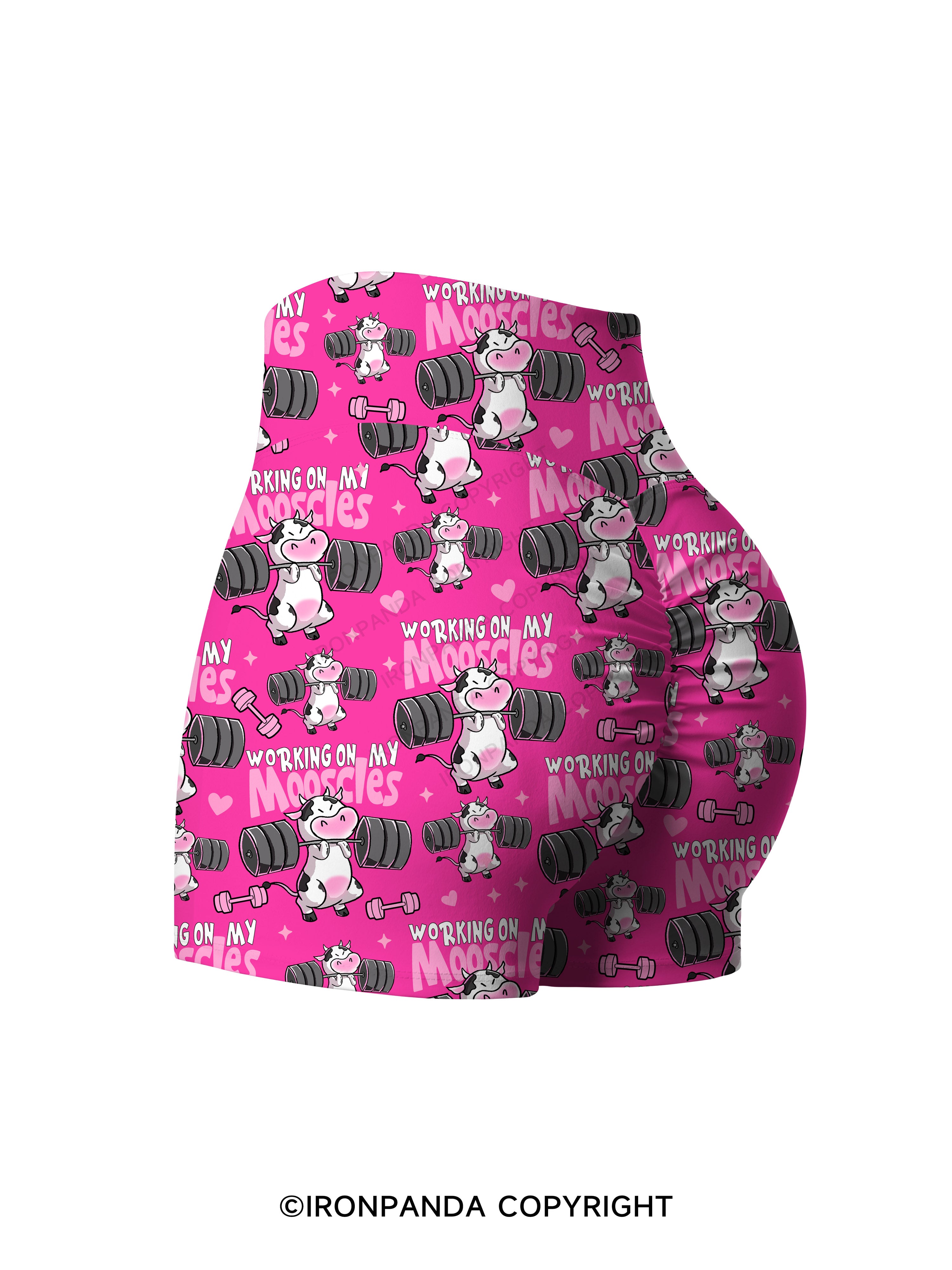 WORKING ON MY MOOSCLES Printed Yoga Shorts