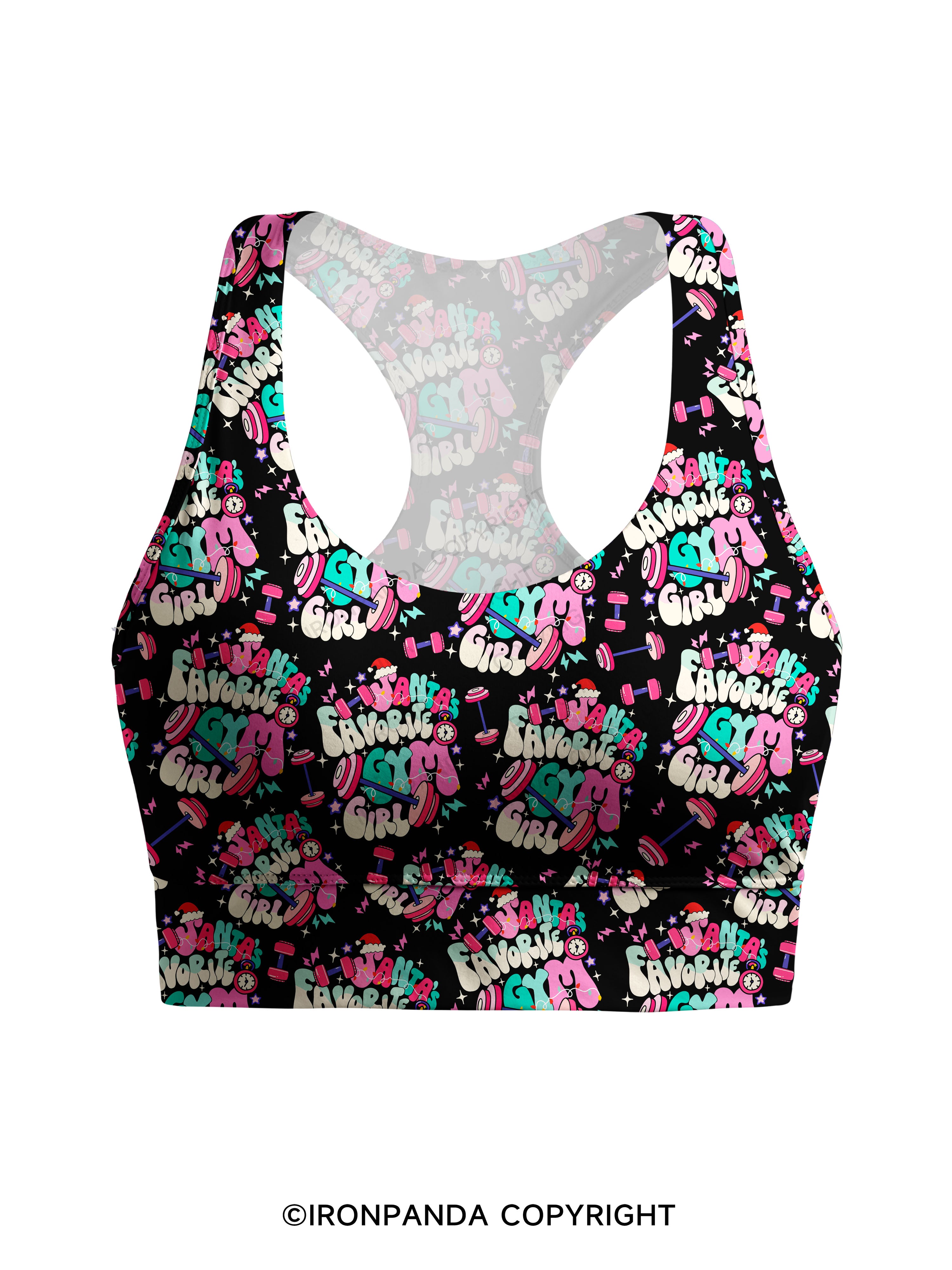 Santa Favorite Gym Girl Racerback Sports Bra
