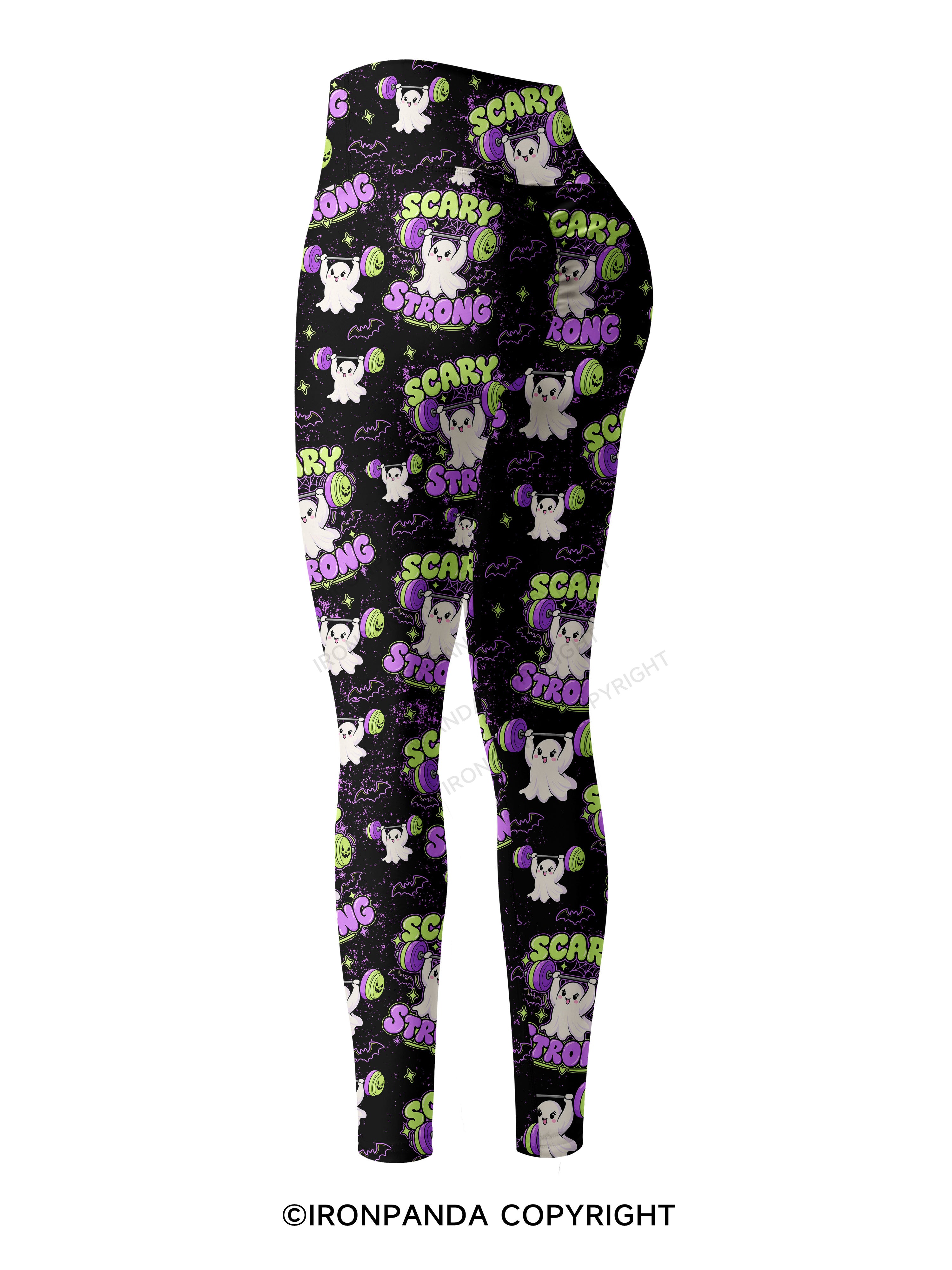 SCARY STRONG HALLOWEEN GHOST Printed Yoga Pants