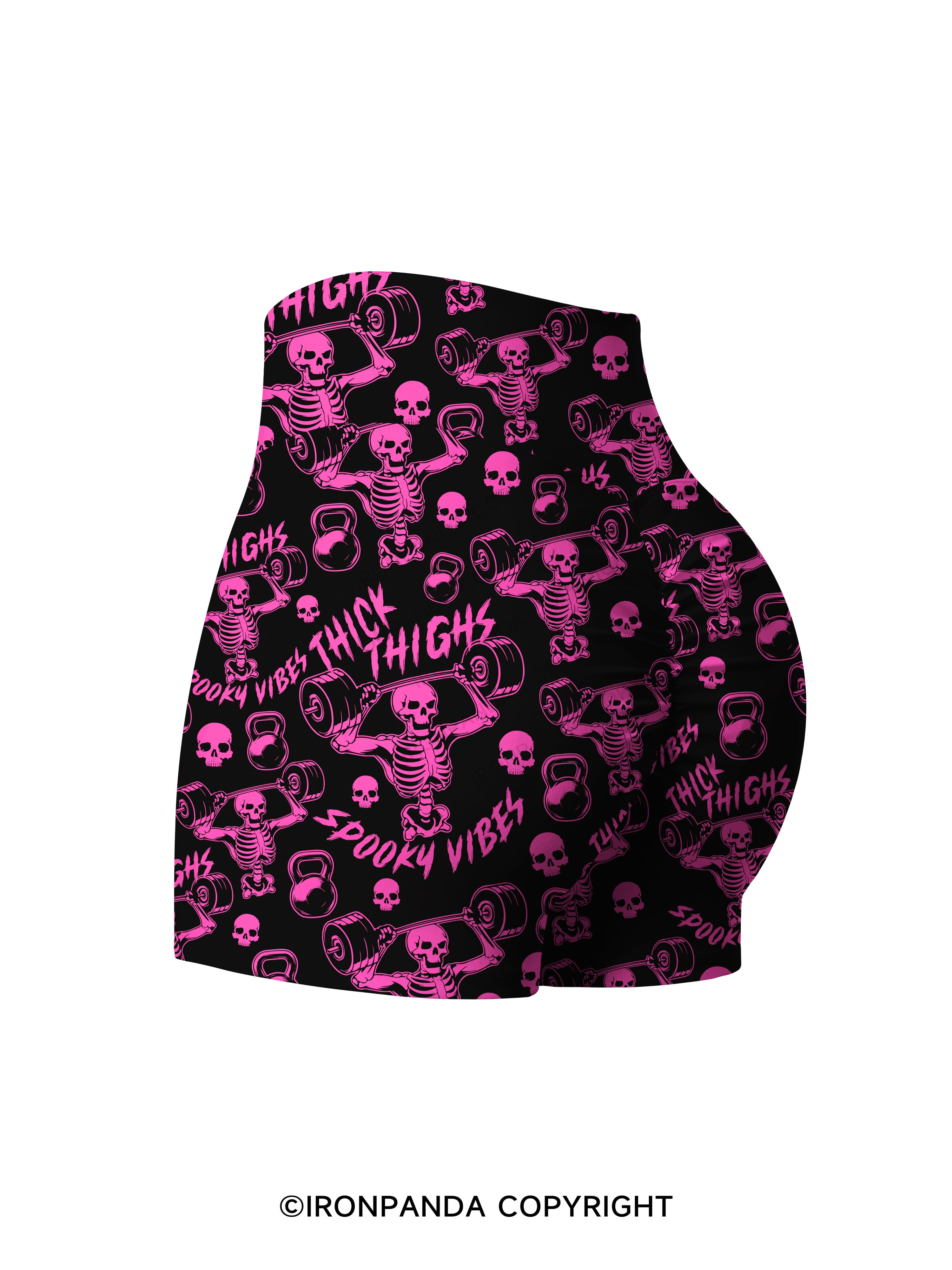 Thick Thighs Spooky Vibes Printed Yoga Shorts