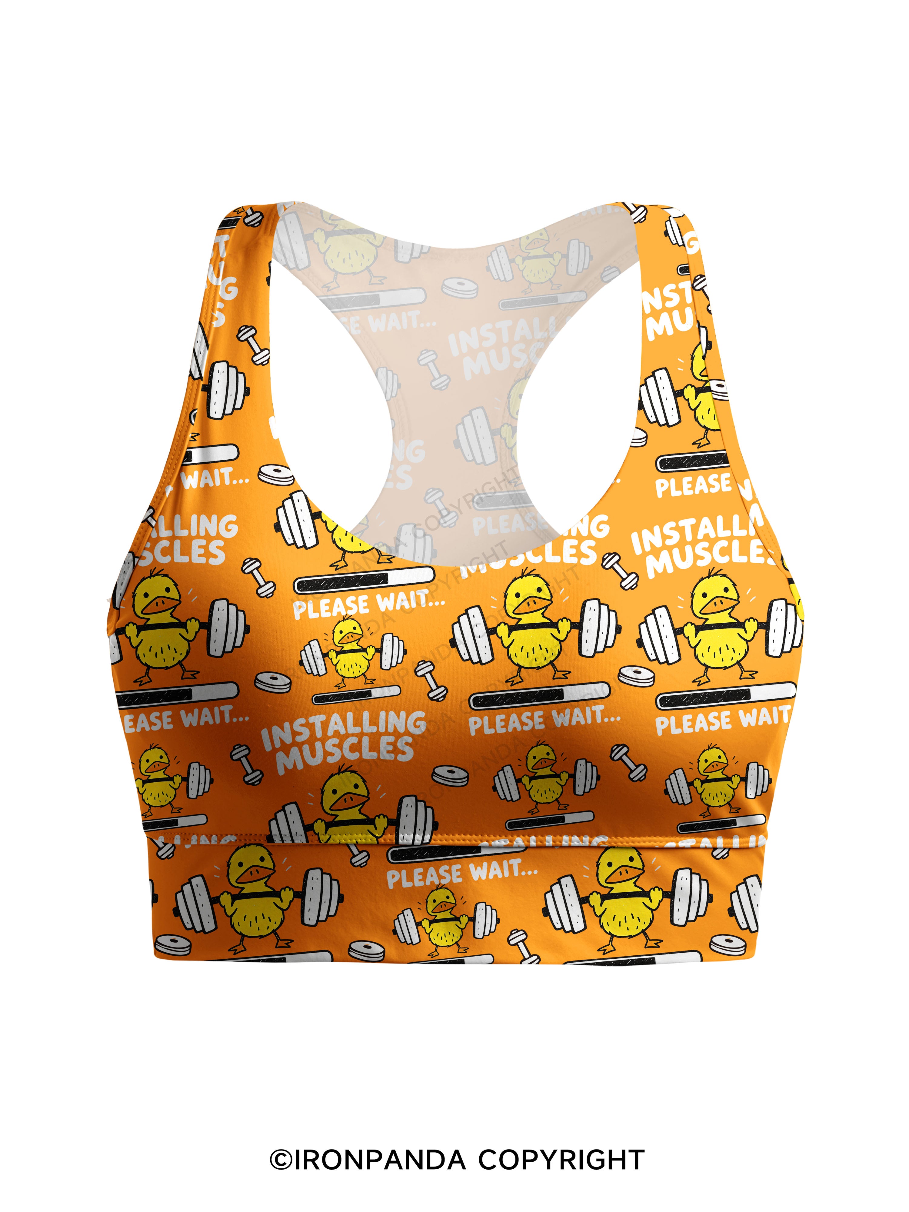 INSTALLING MUSCLES PLEASE WAIT Racerback Sports Bra