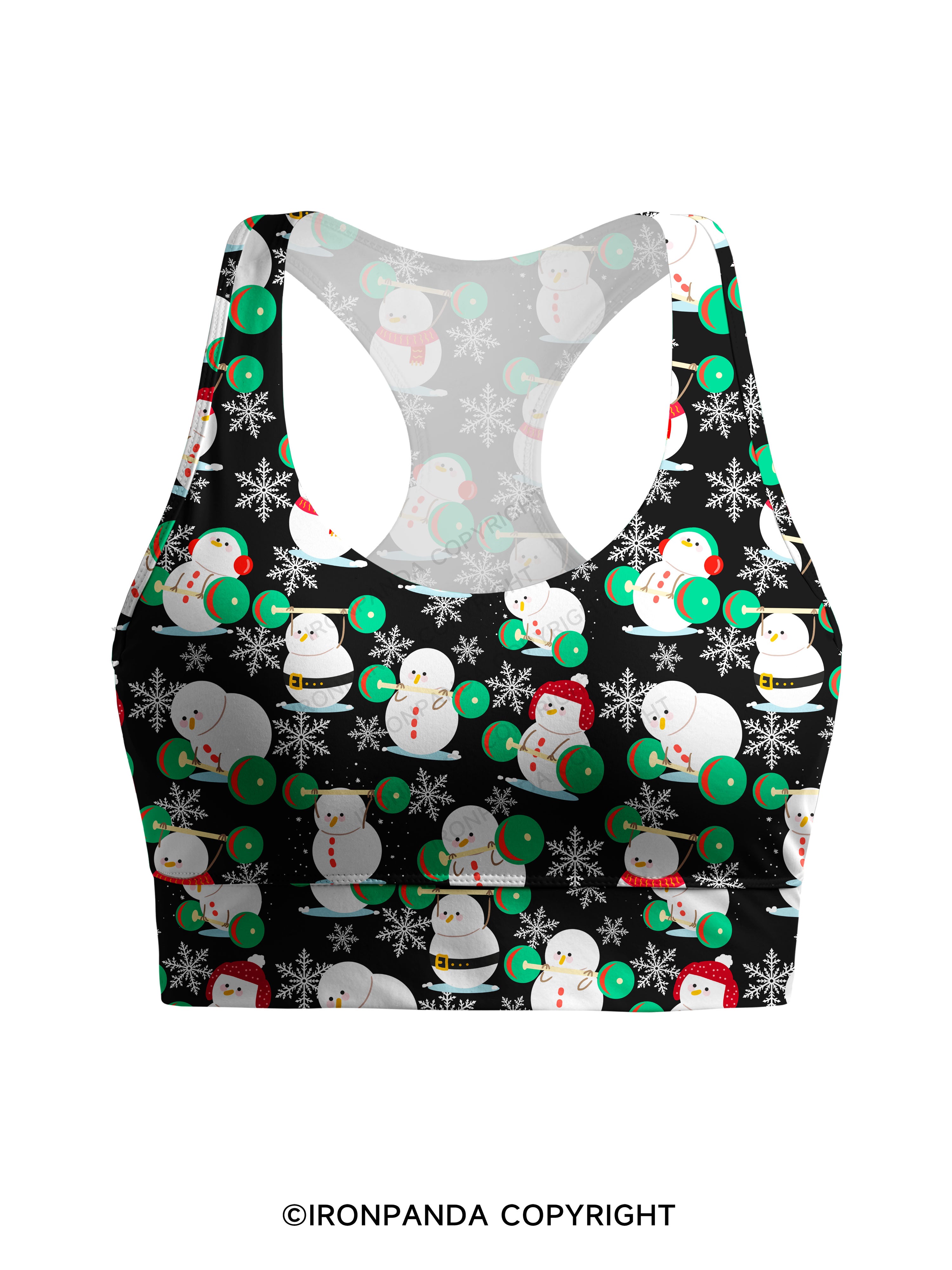 Snowman team weightlifting Racerback Sports Bra